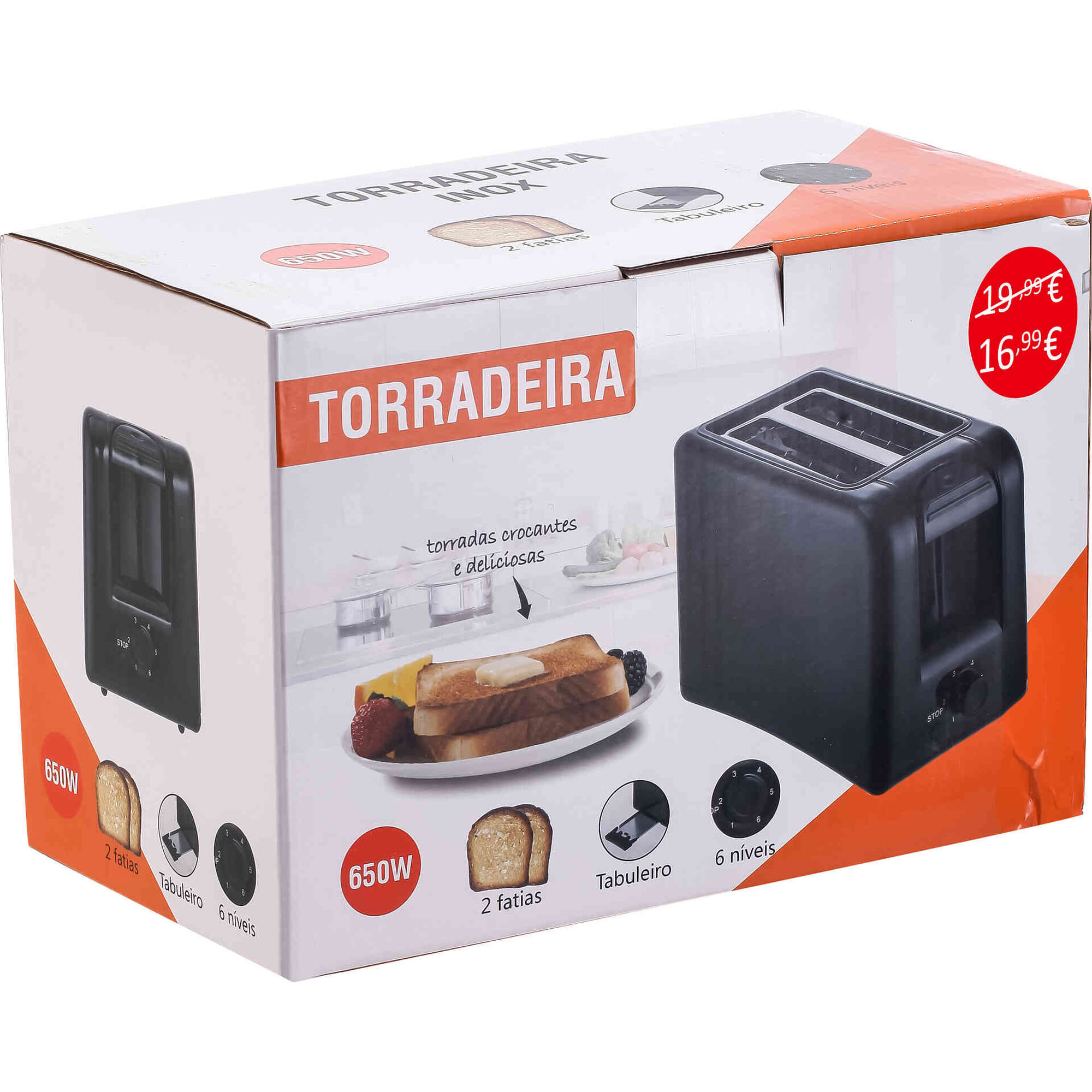 Torradeira 650W Preta Bazar&atilde;o