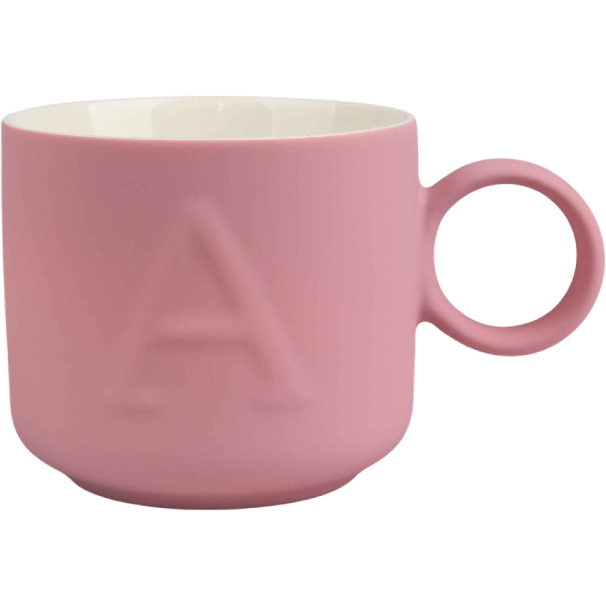 Caneca 360ml Letra A Rosa Escura Kasa