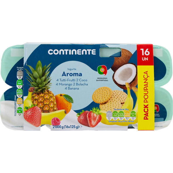 Iogurte Aroma Tutti Frutti, Coco, Morango, Bolacha e Banana Pack Poupança Continente