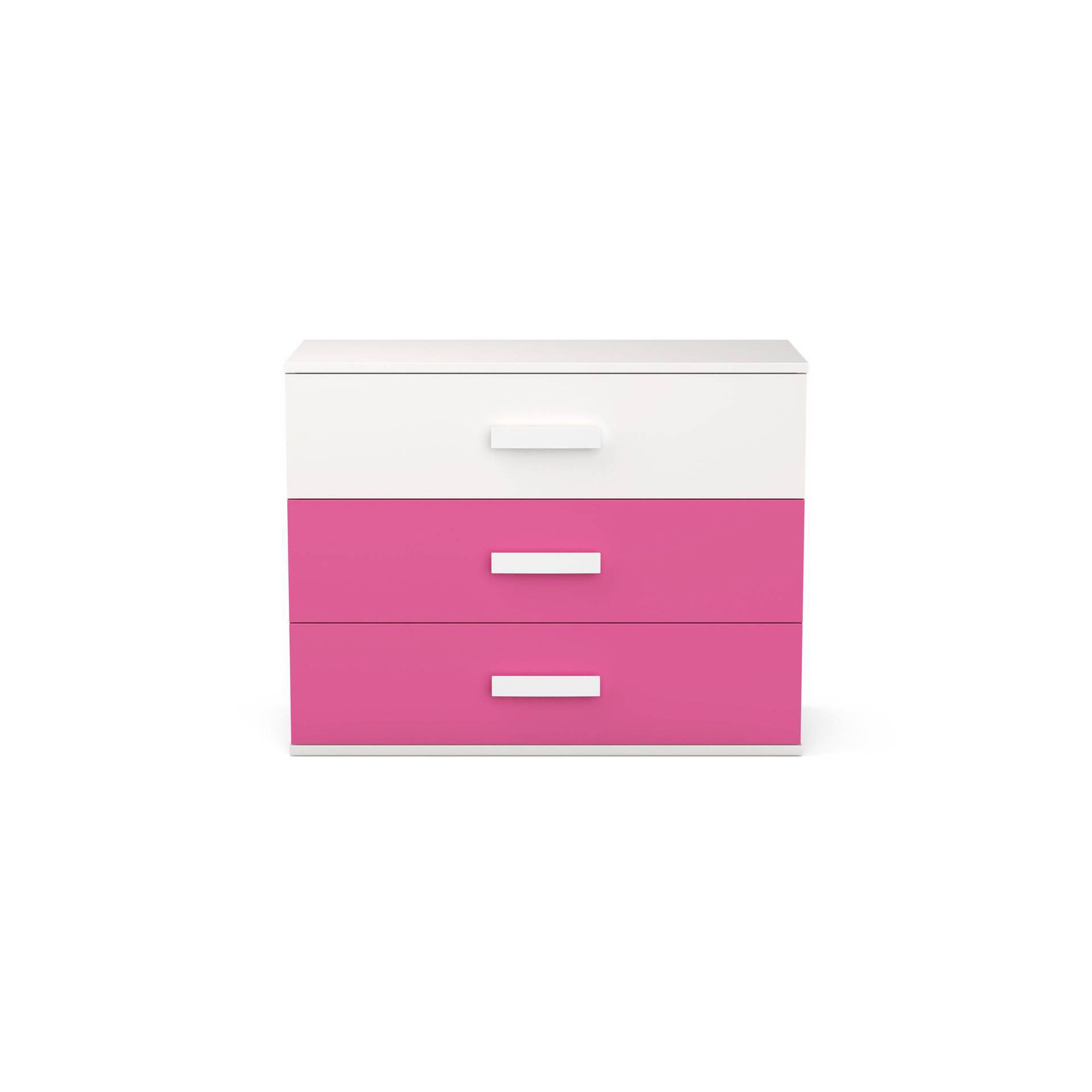 Cómoda com 3 Gavetas 100x45x77cm Branca e Rosa Play