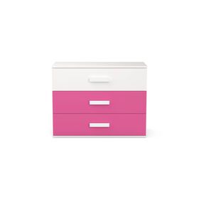 Cómoda com 3 Gavetas 100x45x77cm Branca e Rosa Play