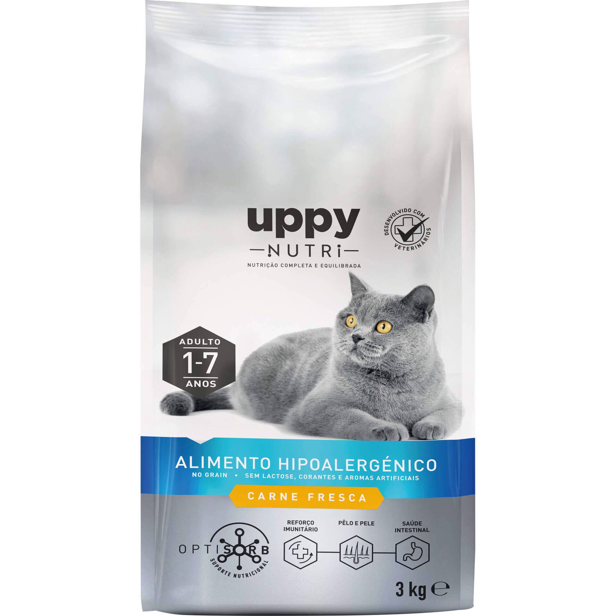 Ra&ccedil;&atilde;o para Gato Adulto Hipoalerg&eacute;nica Sem Cereais Frango Uppy Nutri
