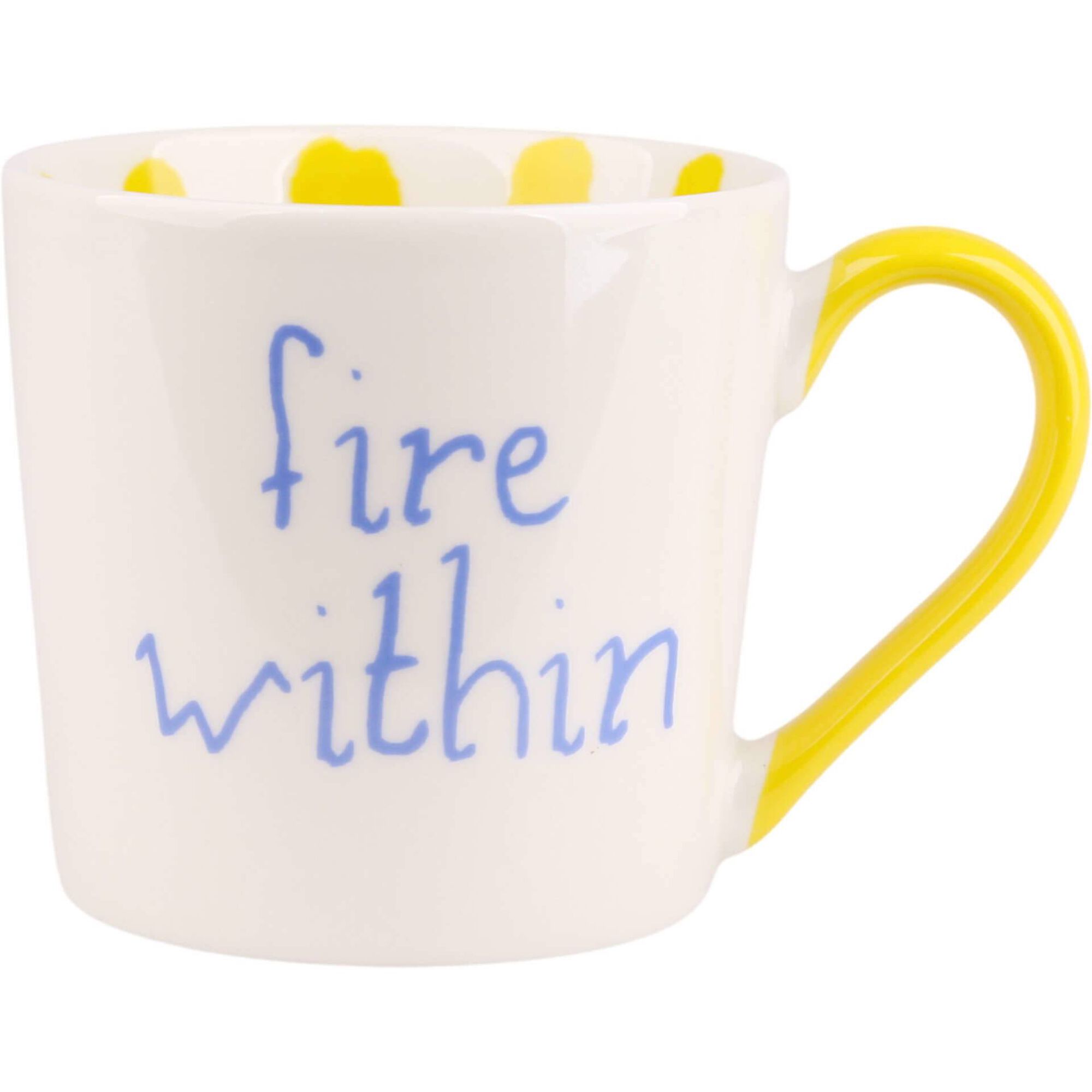 Caneca 370ml Riscas Interiores Amarelas Kasa