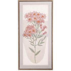 Quadro Decor 50x25cm Bordado Flores Rosa Quadro Decor 50x25cm Bordado Flores Rosa