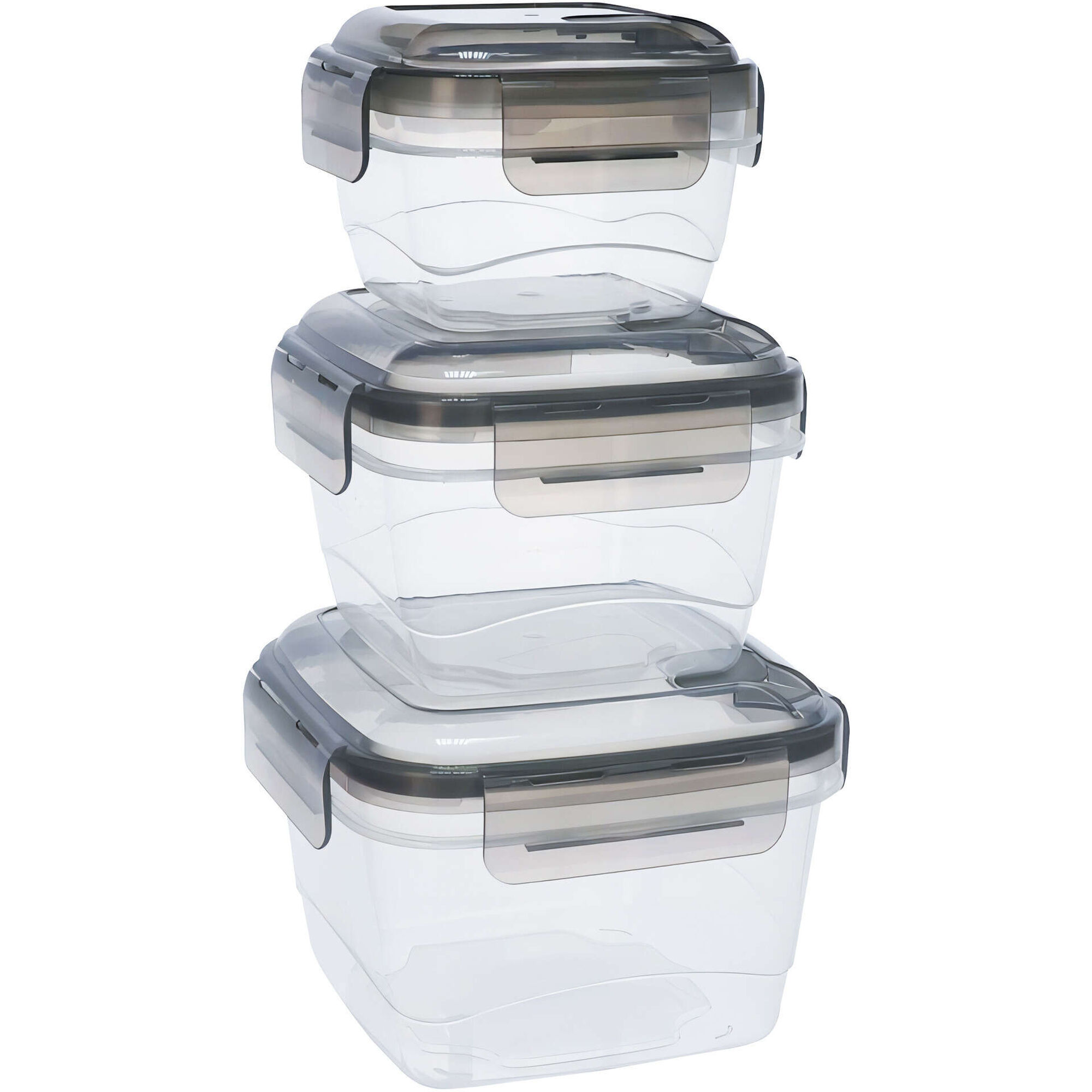 Conjunto 3 Caixas Quadradas Cinza Lock