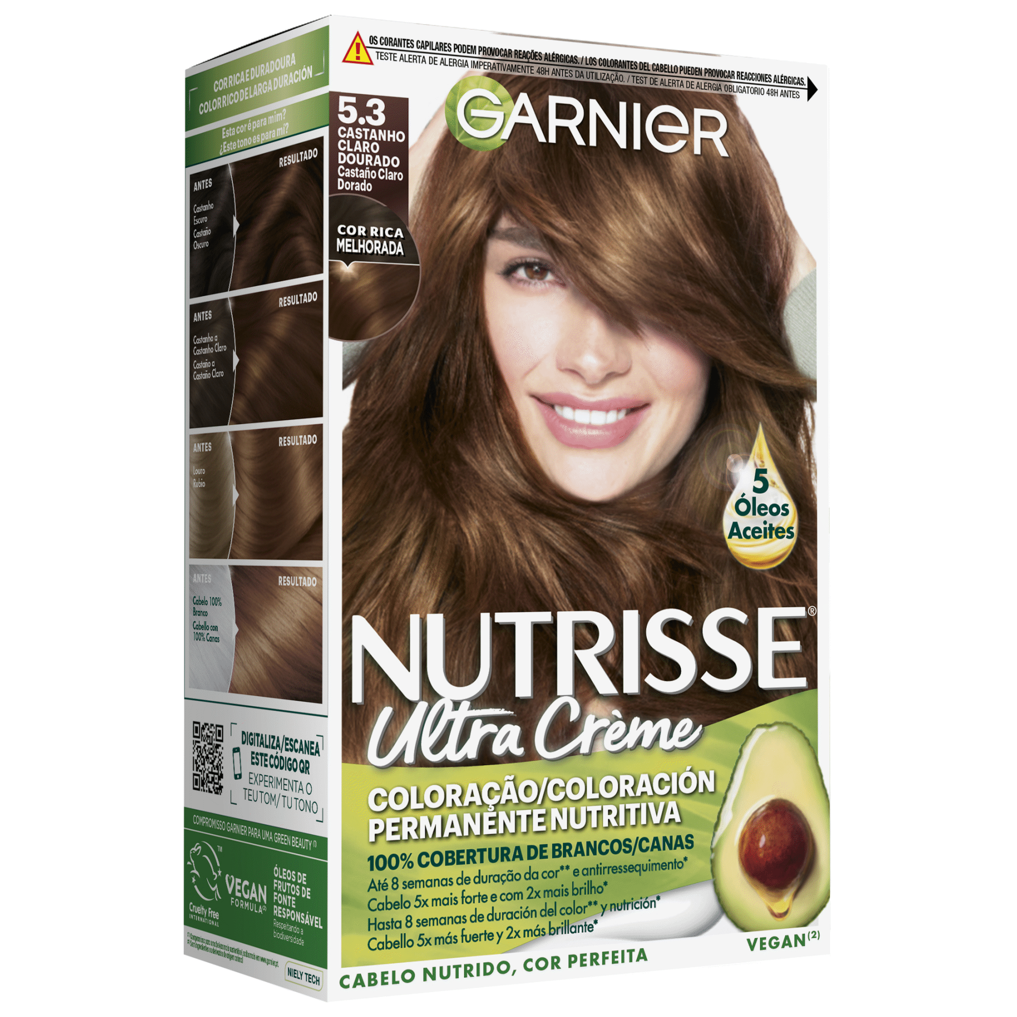 Colora&ccedil;&atilde;o Permanente Castanho Claro Dourado 5.3 Garnier Nutrisse