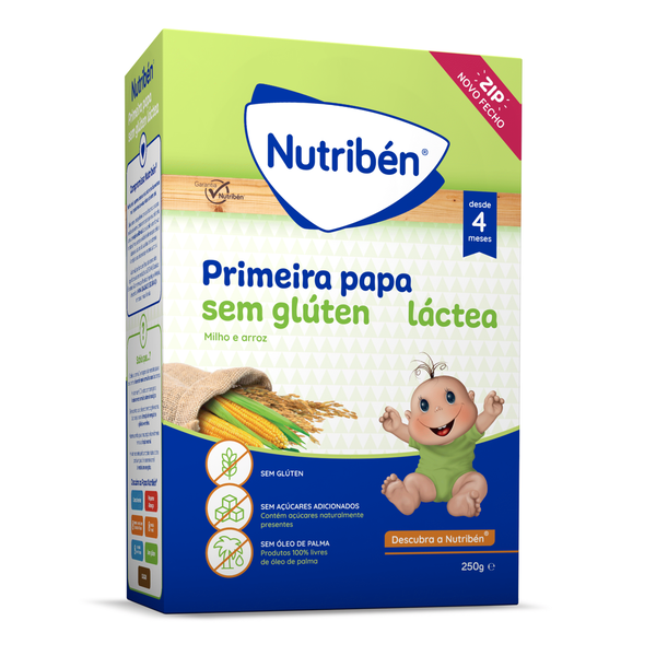 Papa Infantil Farinha Láctea 1ª Papa +4M sem Glúten Nutribén