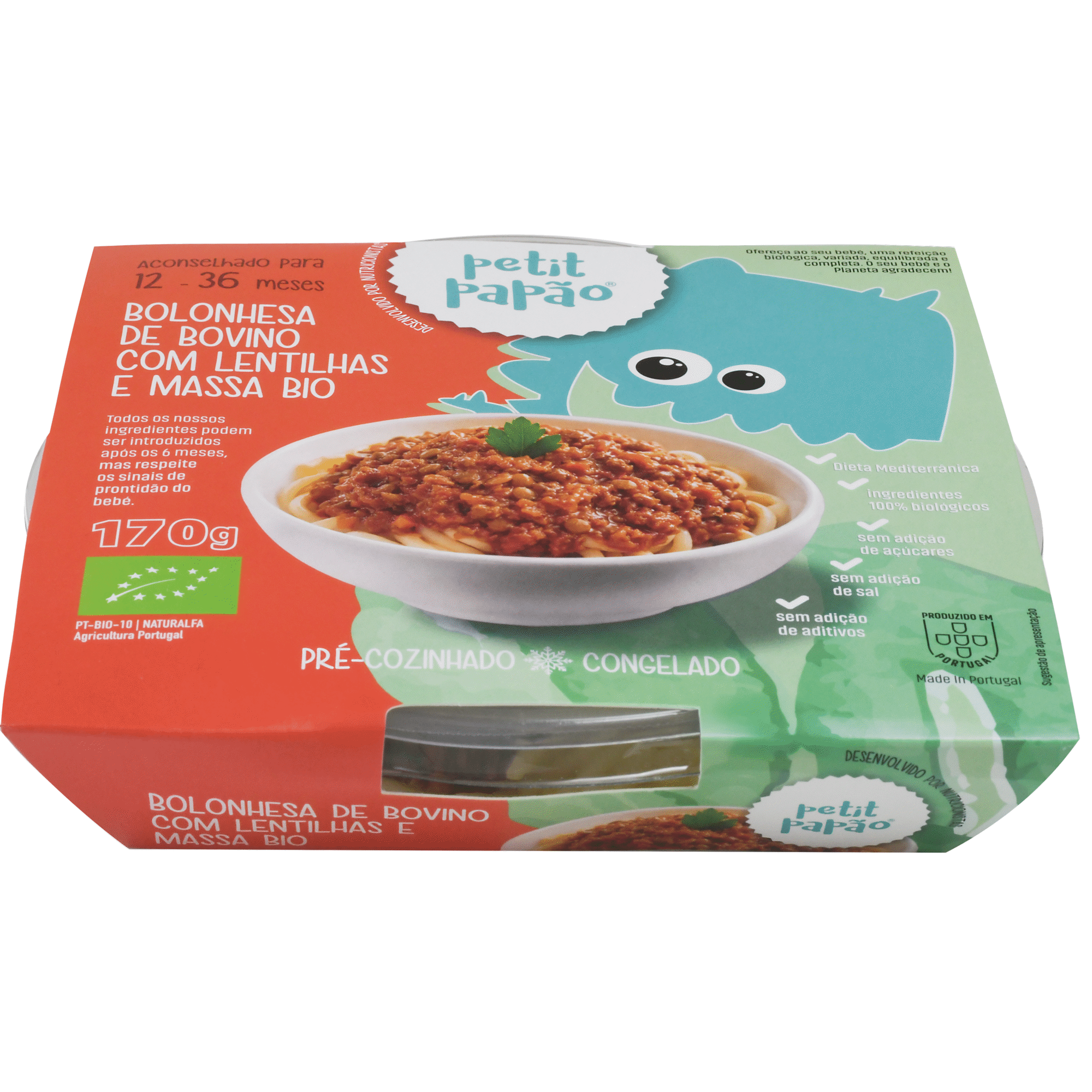 Bolonhesa de Vitela, Lentilhas e Massinhas Biol&oacute;gico +12M Petit Pap&atilde;o
