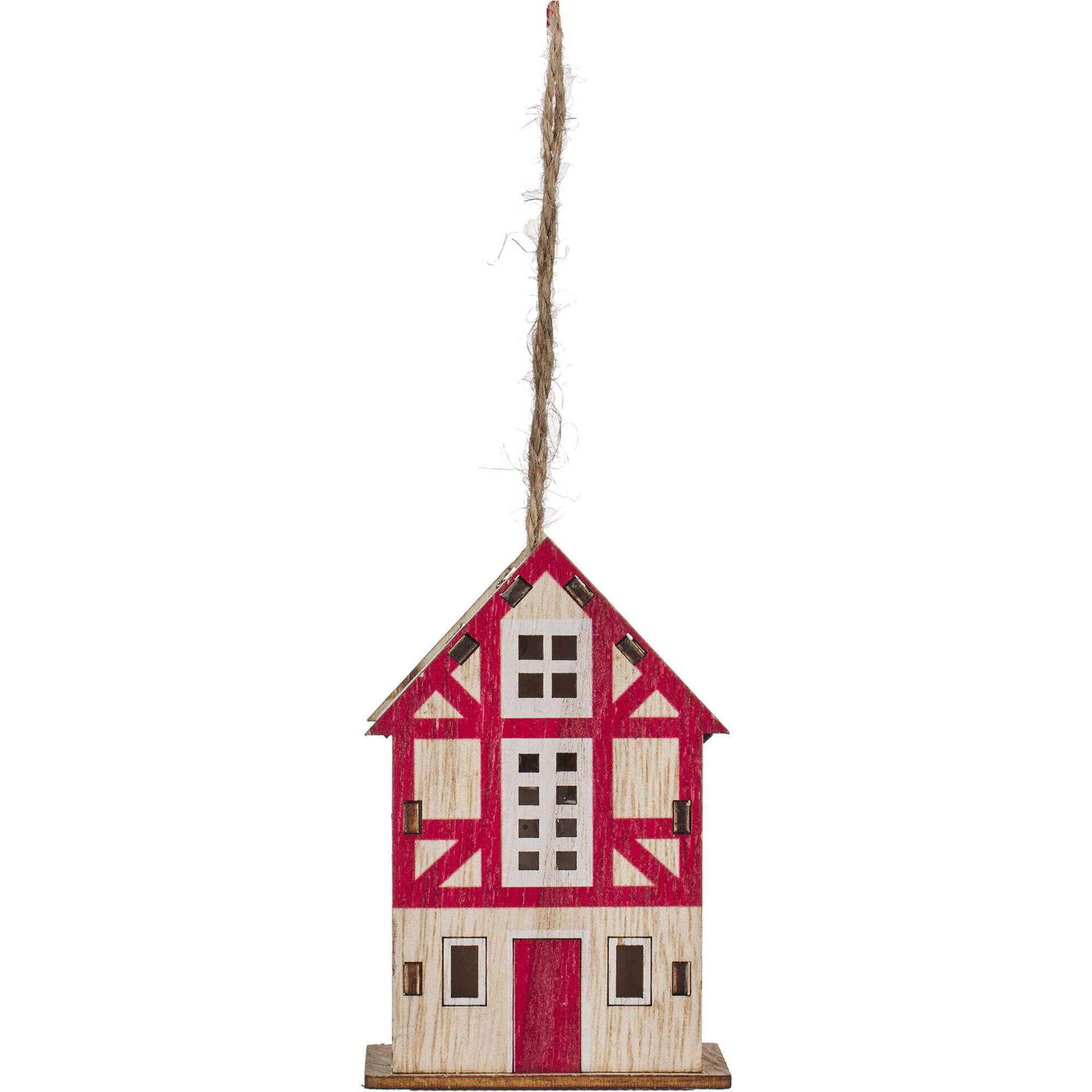 Ornamento Casinha com Luz Madeira