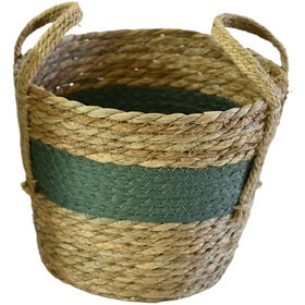Cesto com Asas Barra Verde 23x20cm Kasa