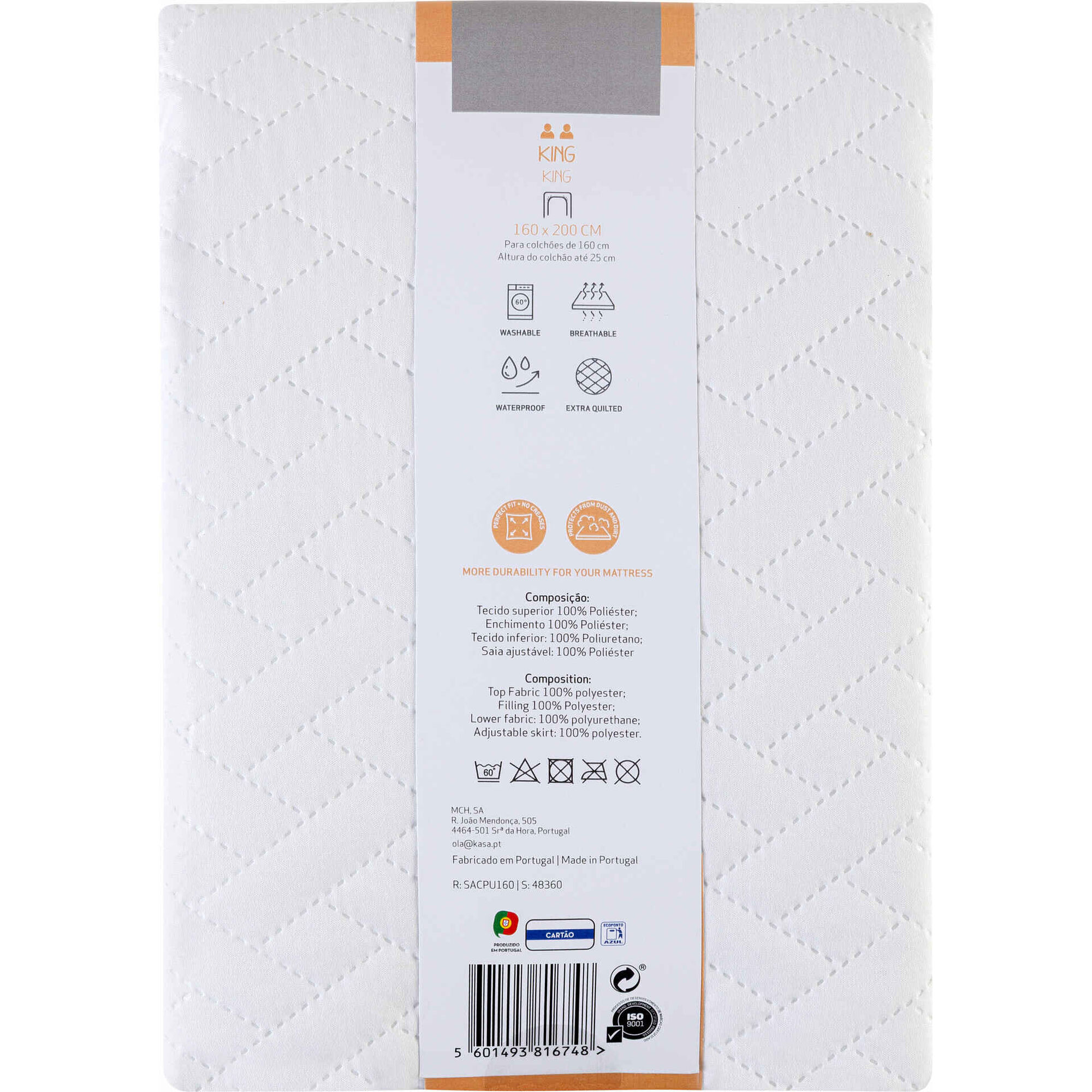 Protetor de Colch&atilde;o Imperme&aacute;vel e Respir&aacute;vel Extra Acolchoado Kasa