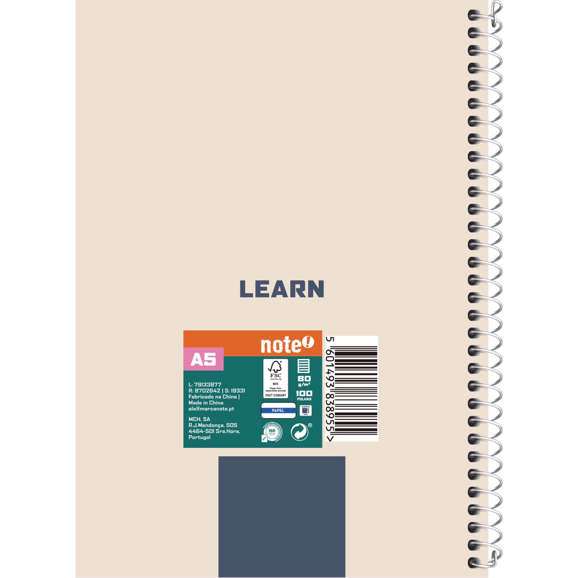 Caderno A5 100 Folhas Pautado (v&aacute;rias cores) Note!