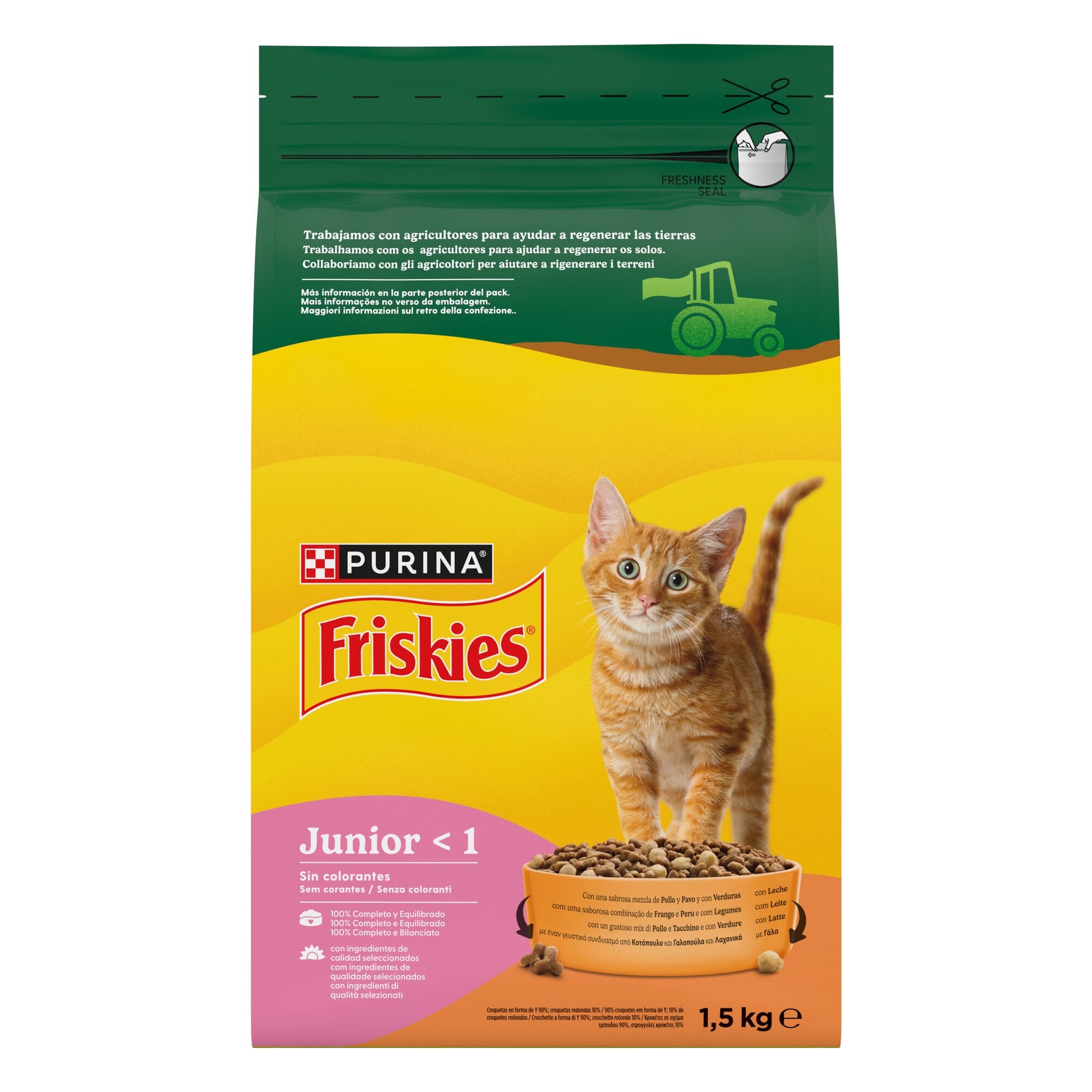 Ra&ccedil;&atilde;o para Gato J&uacute;nior Frango, Leite e Legumes Purina Friskies