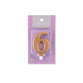 Vela N&ordm;6 8cm Dourado Kasa