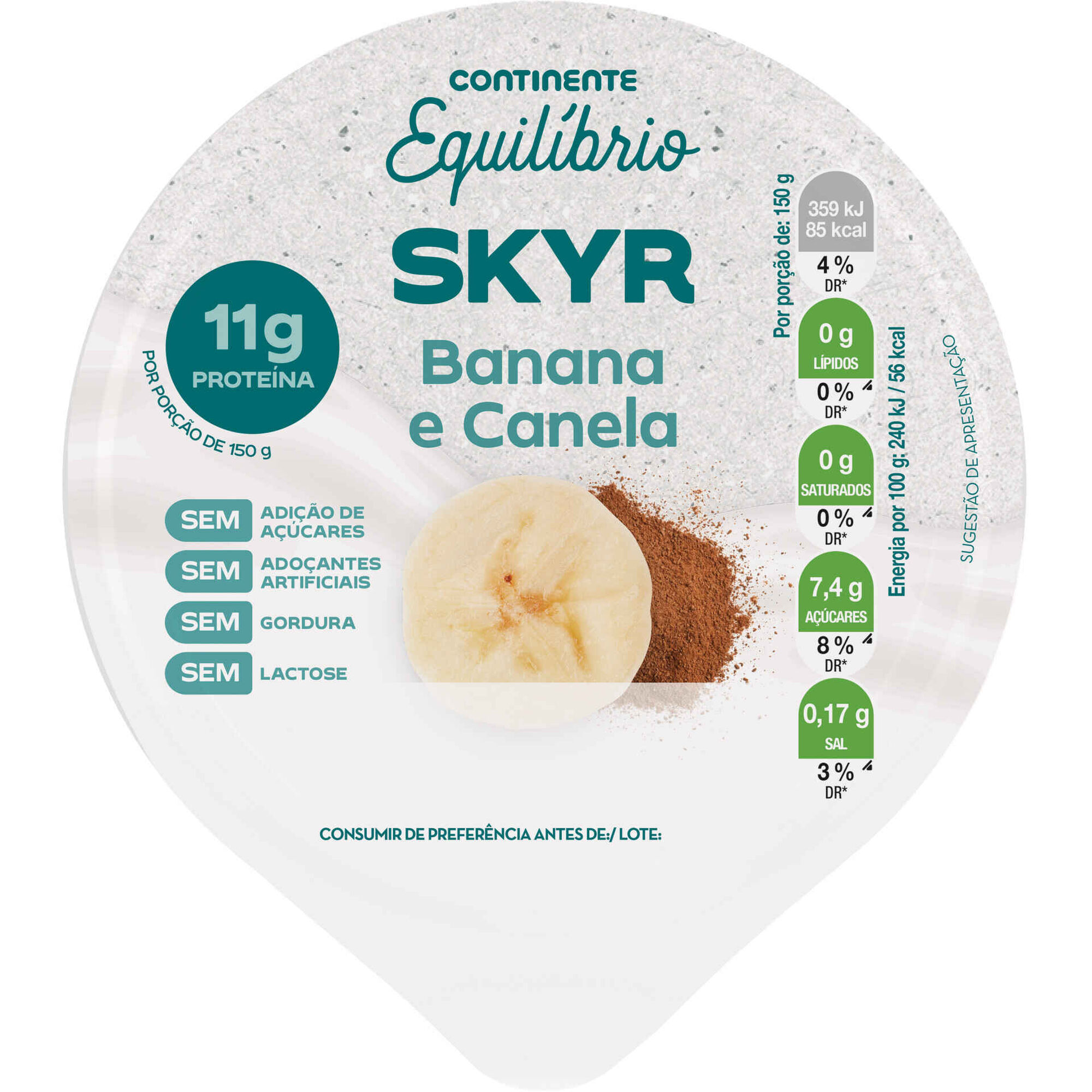 Iogurte Skyr Banana e Canela Continente Equil&iacute;brio