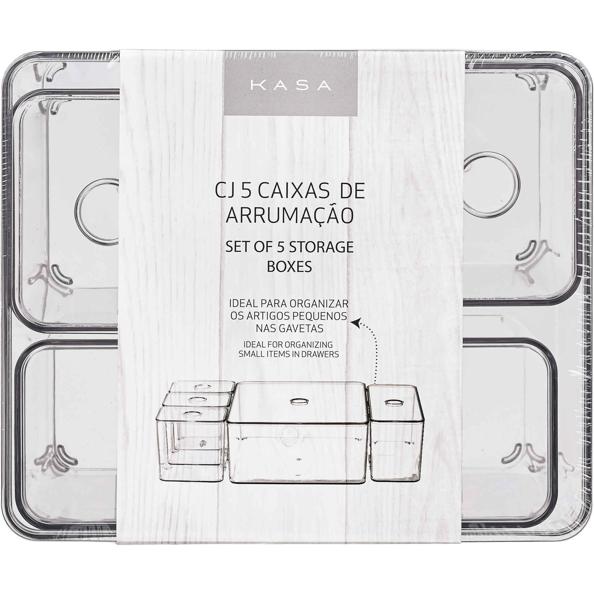 Conjunto 5 Caixas de Arrumação