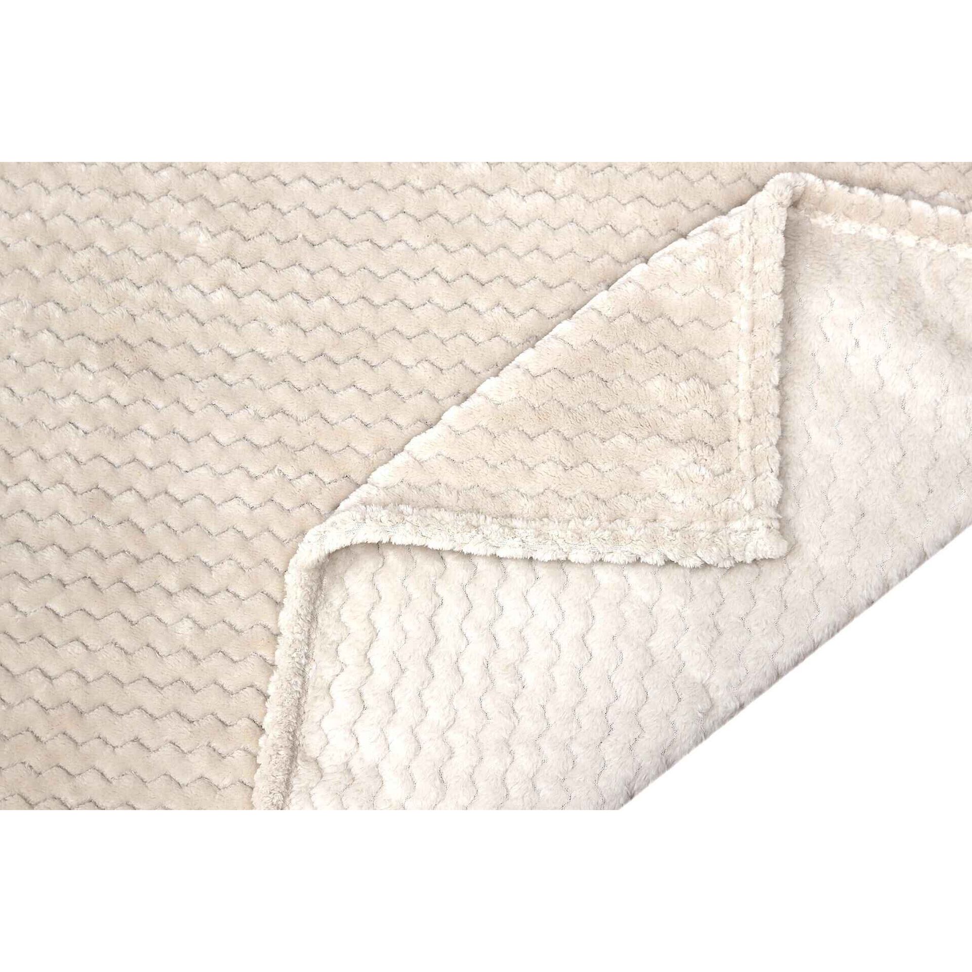 Manta Flanela Jacquard 160x130cm Zig Zag Bege Kasa