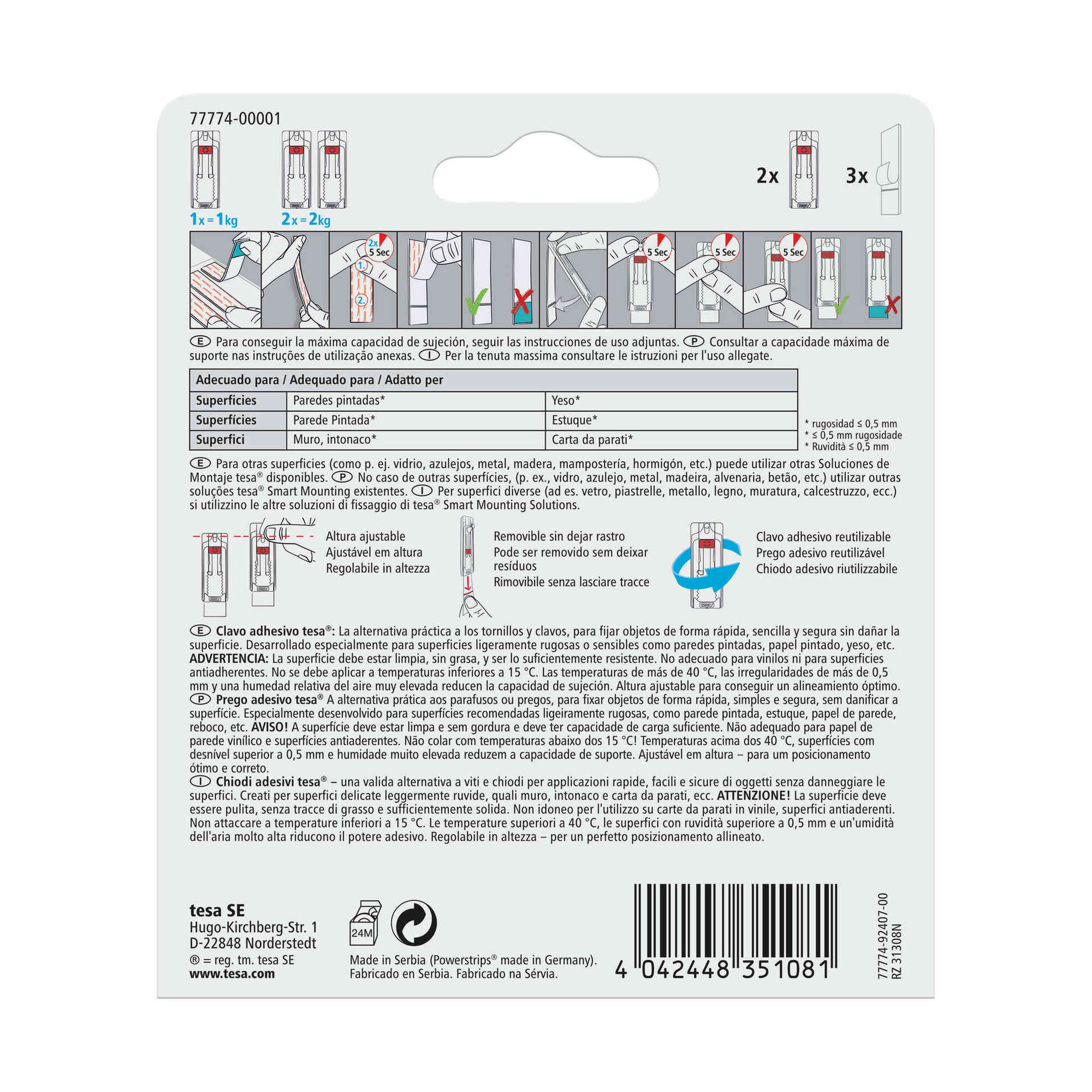 Prego Adesivo Ajustável