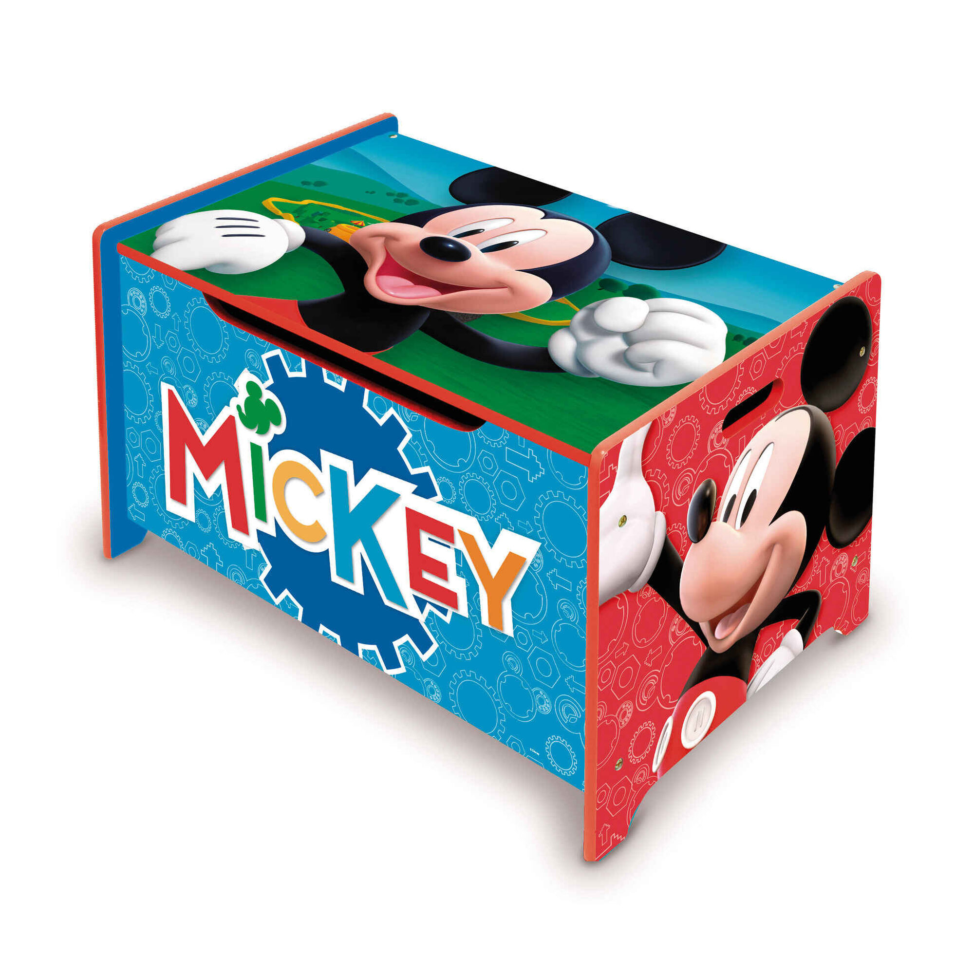 Banco e Baú Arrumação Madeira 62,5x40x37cm Mickey