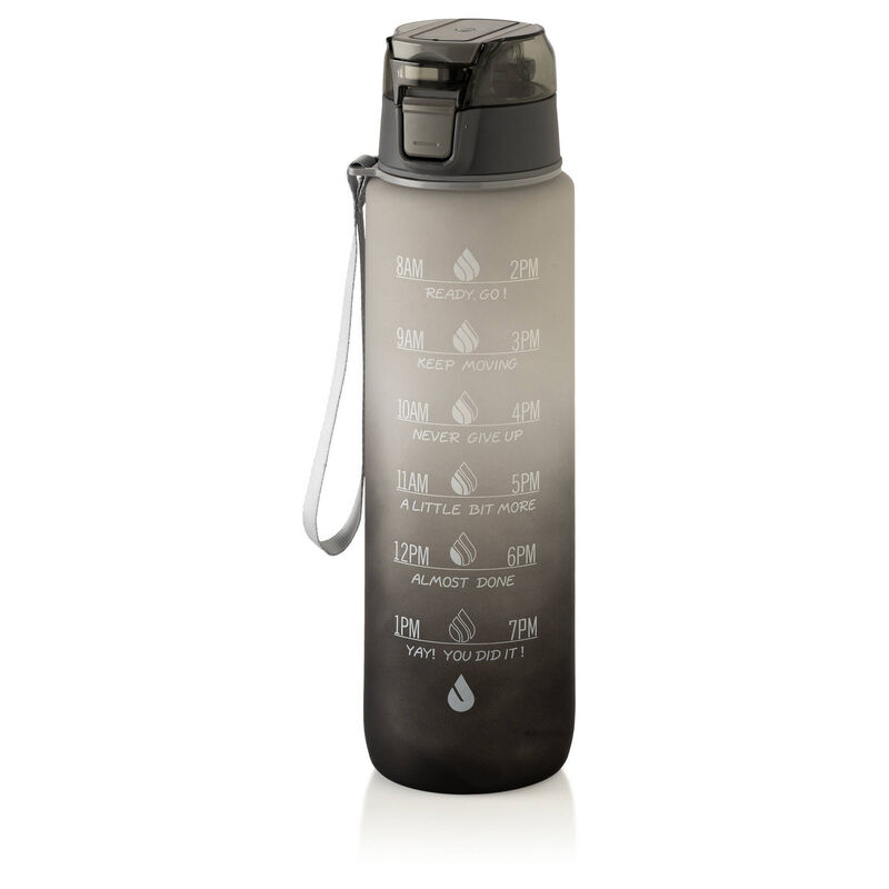 Garrafa Plástico Cinza e Preto 1L Colors Kasa