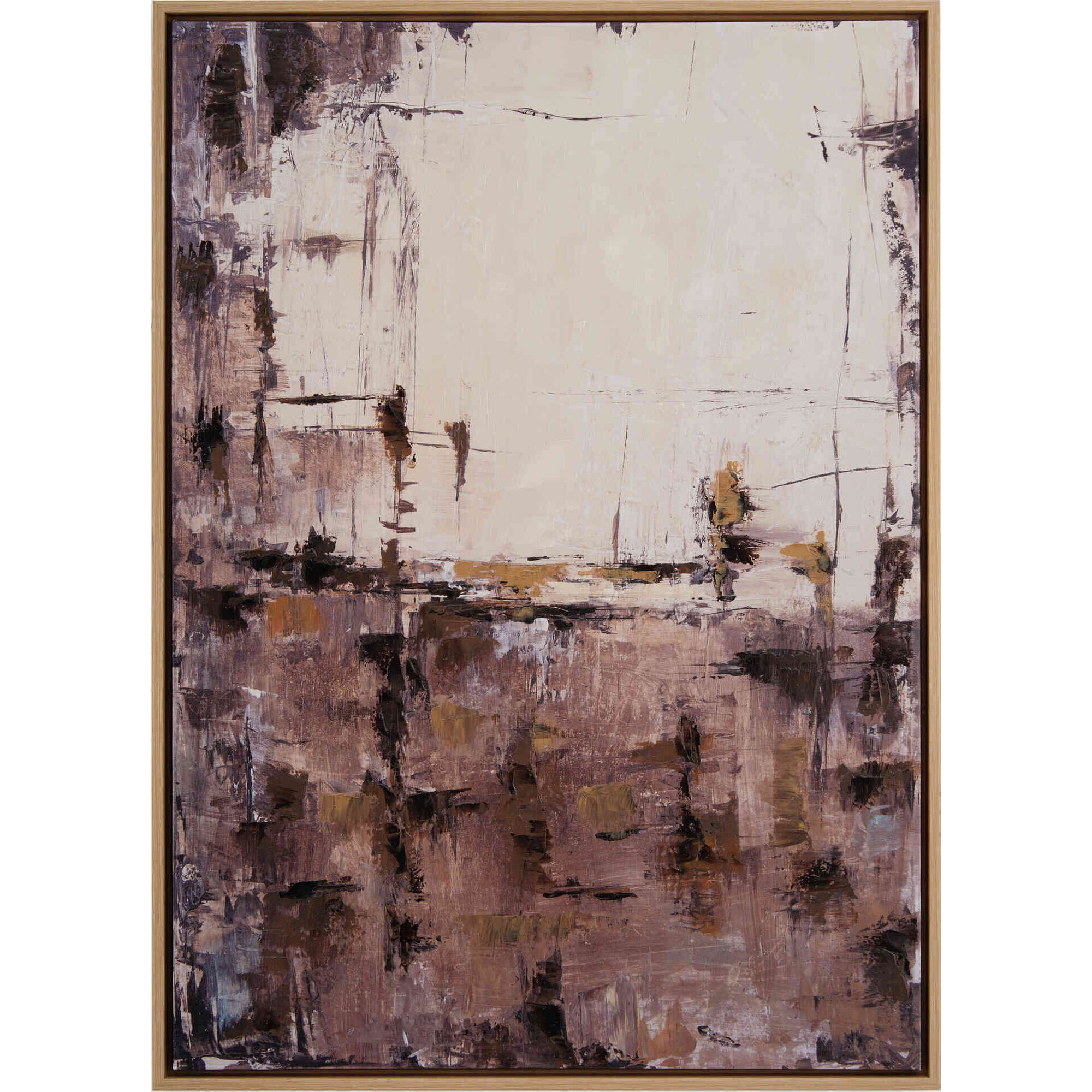 Quadro a Óleo 50x70cm Abstrato Castanho e Bege