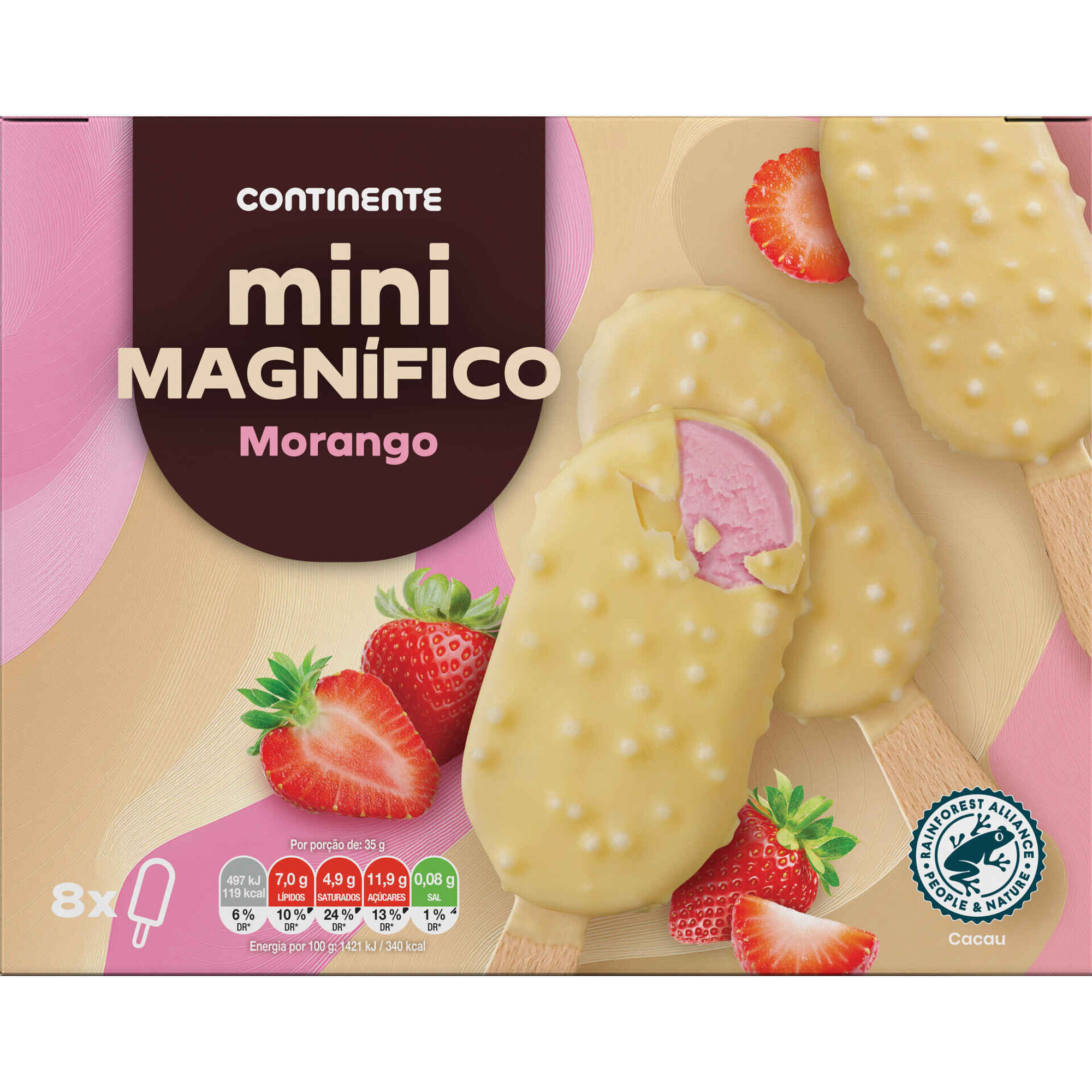 Gelado Mini Magn&iacute;fico Chocolate Branco com Morango Continente