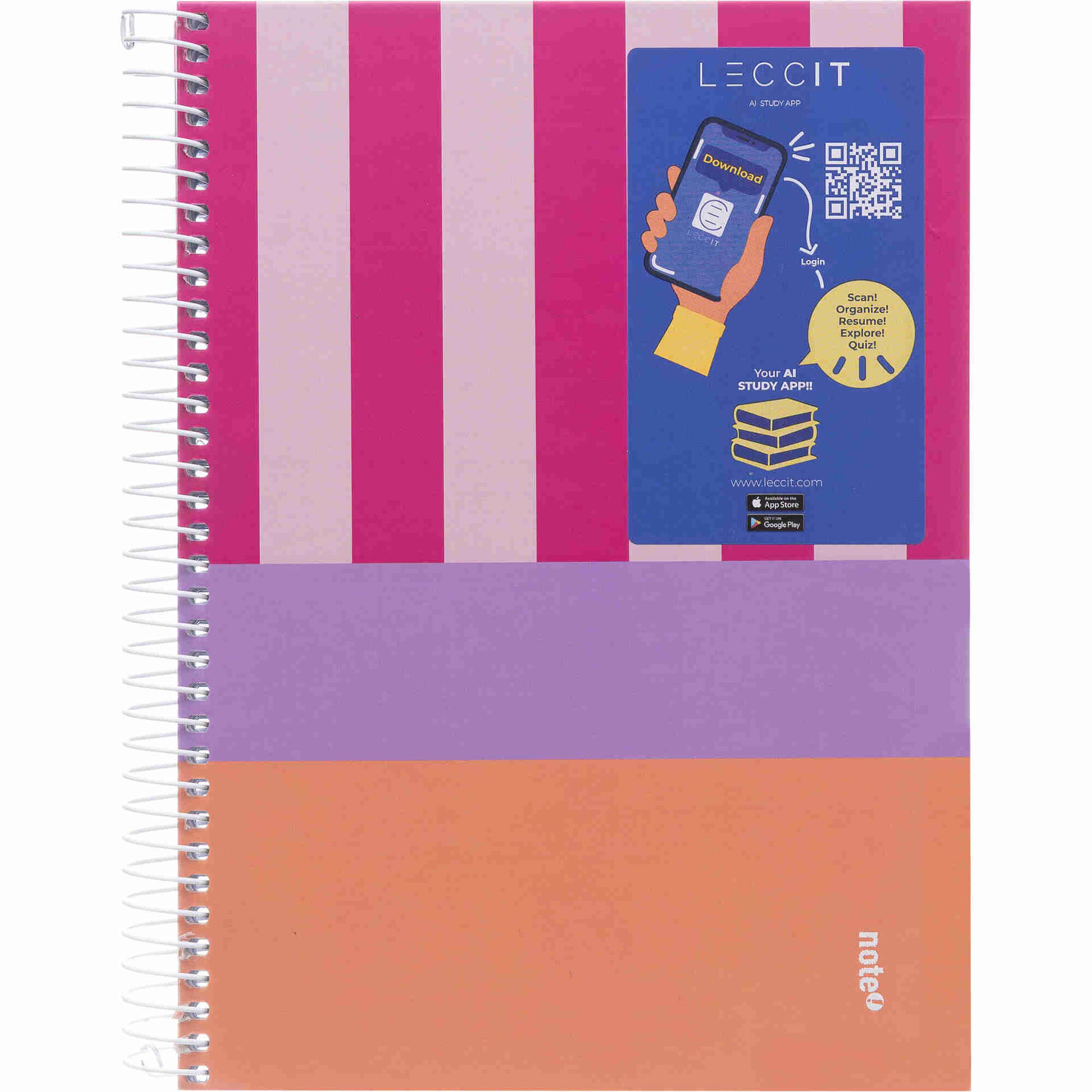 Caderno Note! Espiral Capa Dura A5 Pautado Dynamic para App Leccit (v&aacute;rias cores)