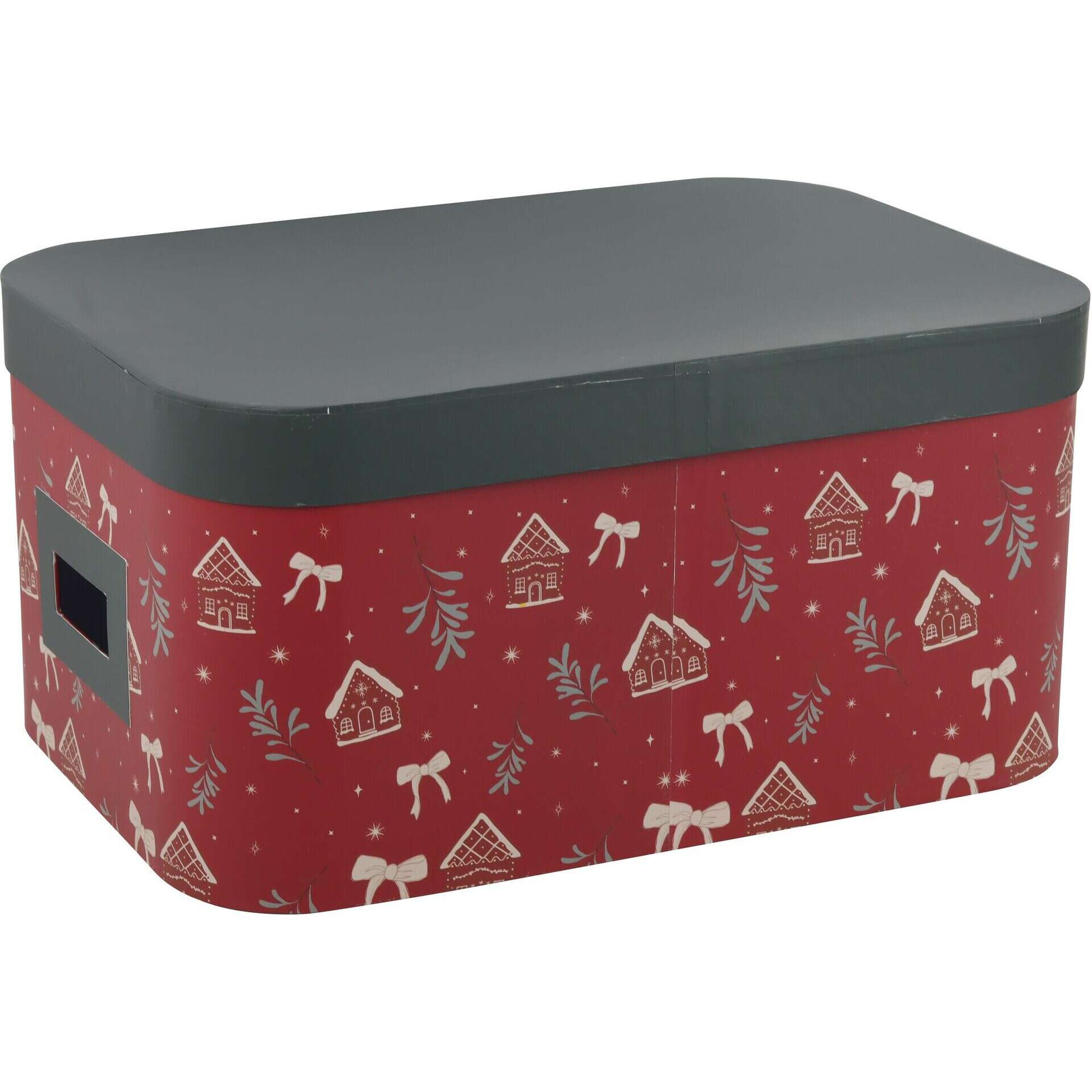 Caixa Cartão Oval 19x38,5x 26,5cm Casas Vermelhas