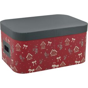 Caixa Cartão Oval 19x38,5x 26,5cm Casas Vermelhas