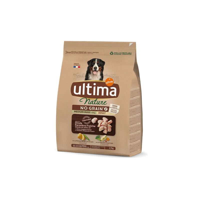 Ração para Cão Adulto Médio e Maxi Nature Sem Cereais Peru Affinity Ultima Nature
