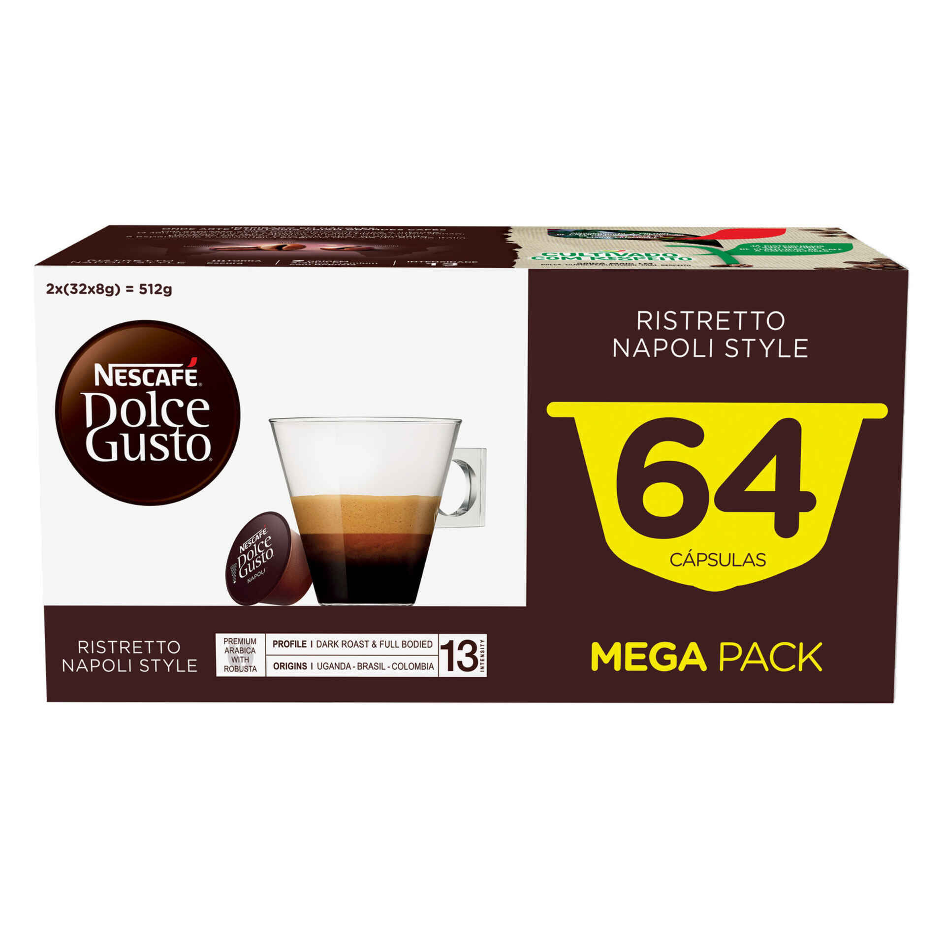 Capsulas de Cafe Ristretto Napoli Style Int 13 Nescafe Dolce Gusto emb. 64 un Continente Online