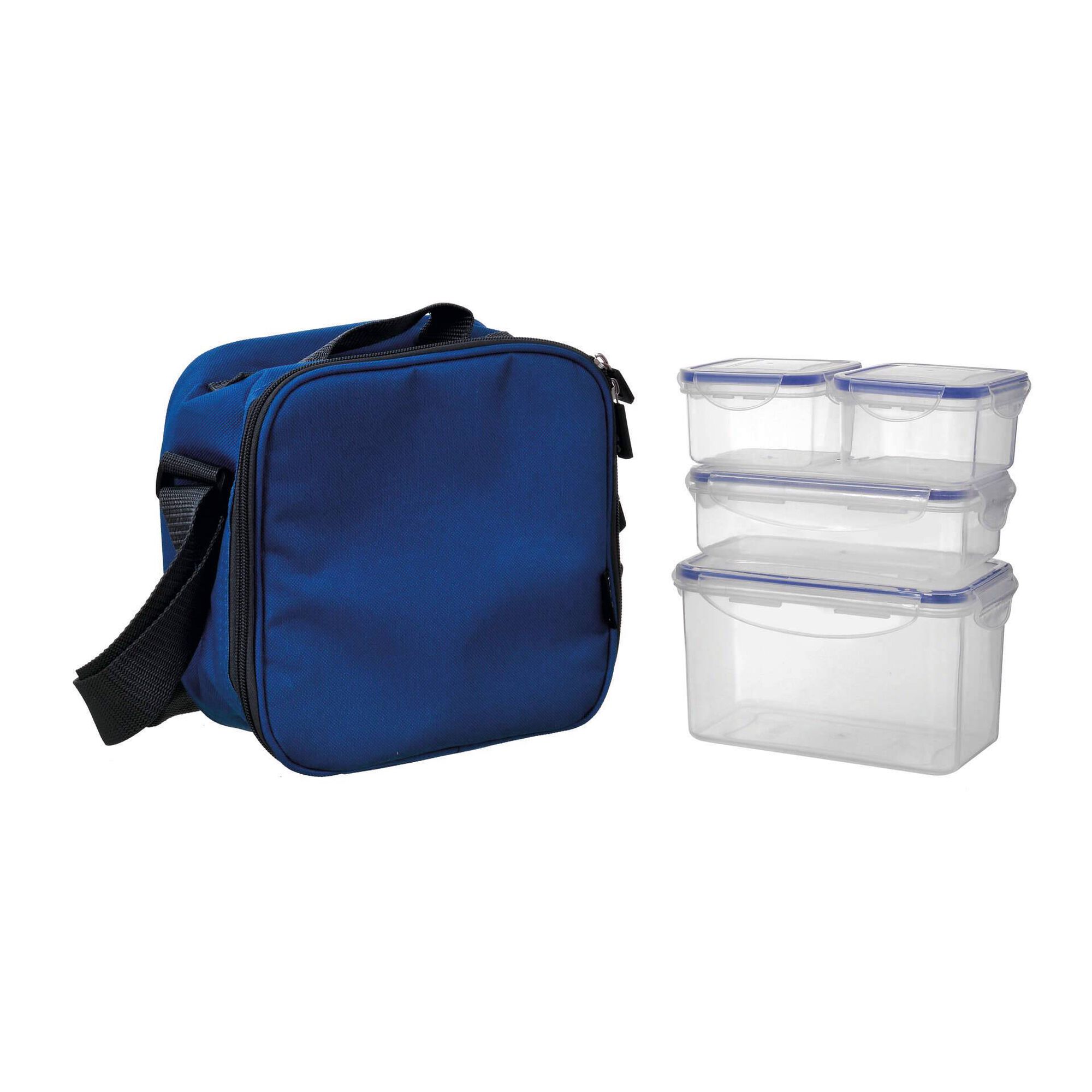 Conjunto Saco T&eacute;rmico Tiracolo e 4 Caixas Azul 4 My Lunch Kasa