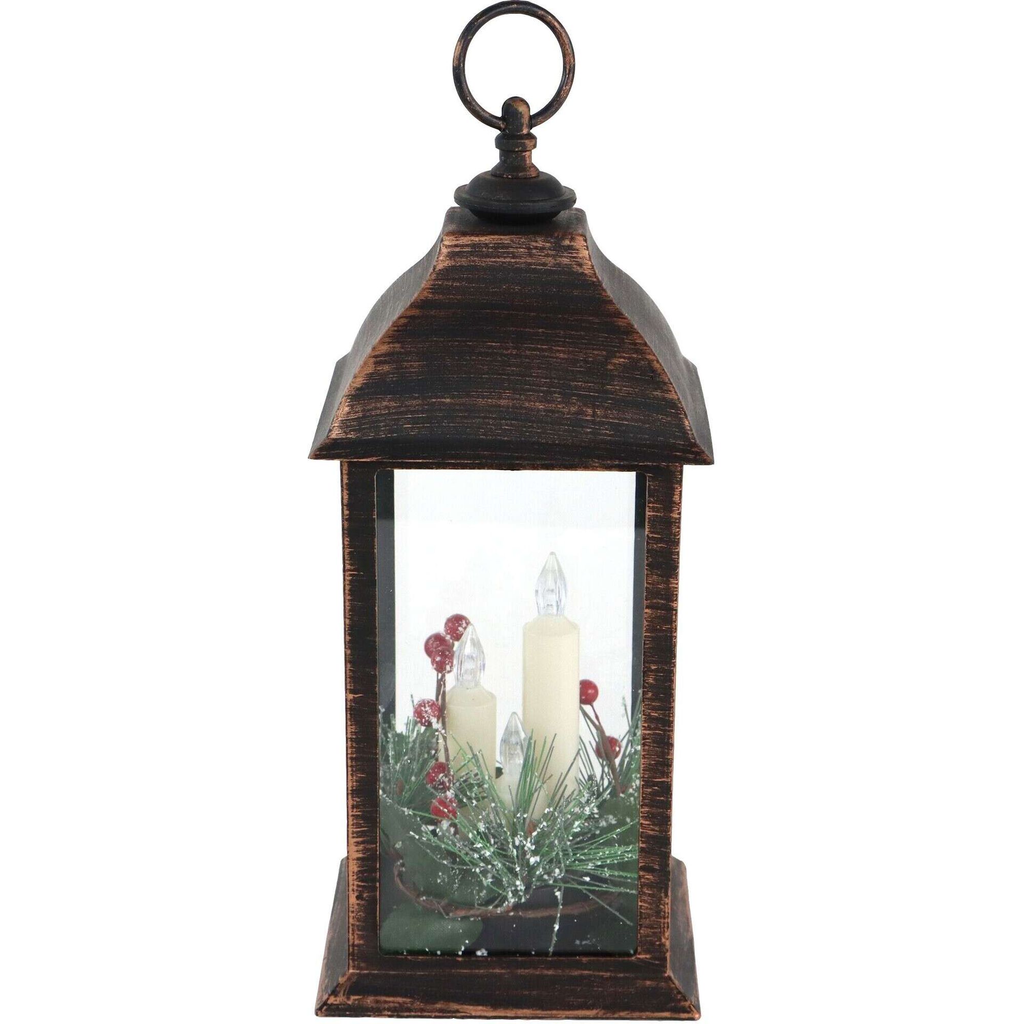 Lanterna com LED 32,5cm Castanha Kasa