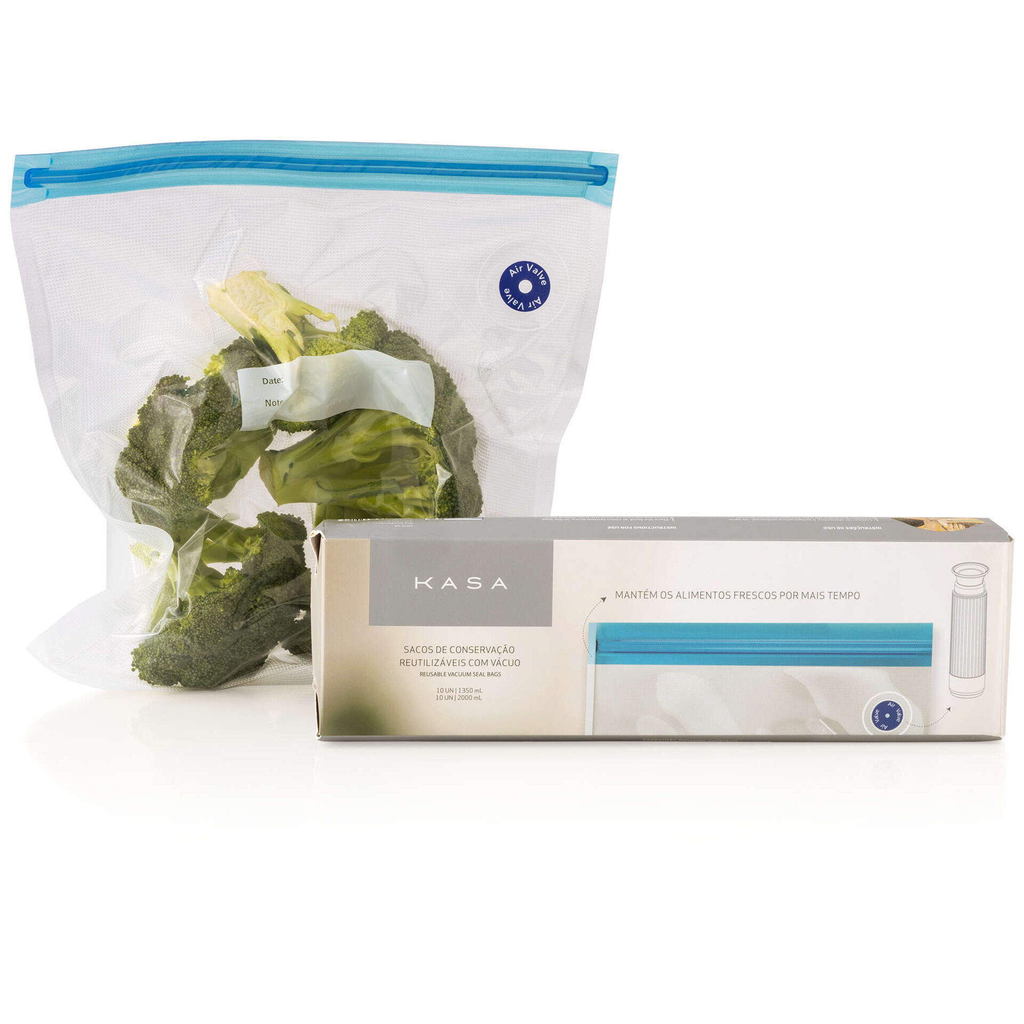 Sacos Conservação Alimentos Reutilizáveis com Vácuo