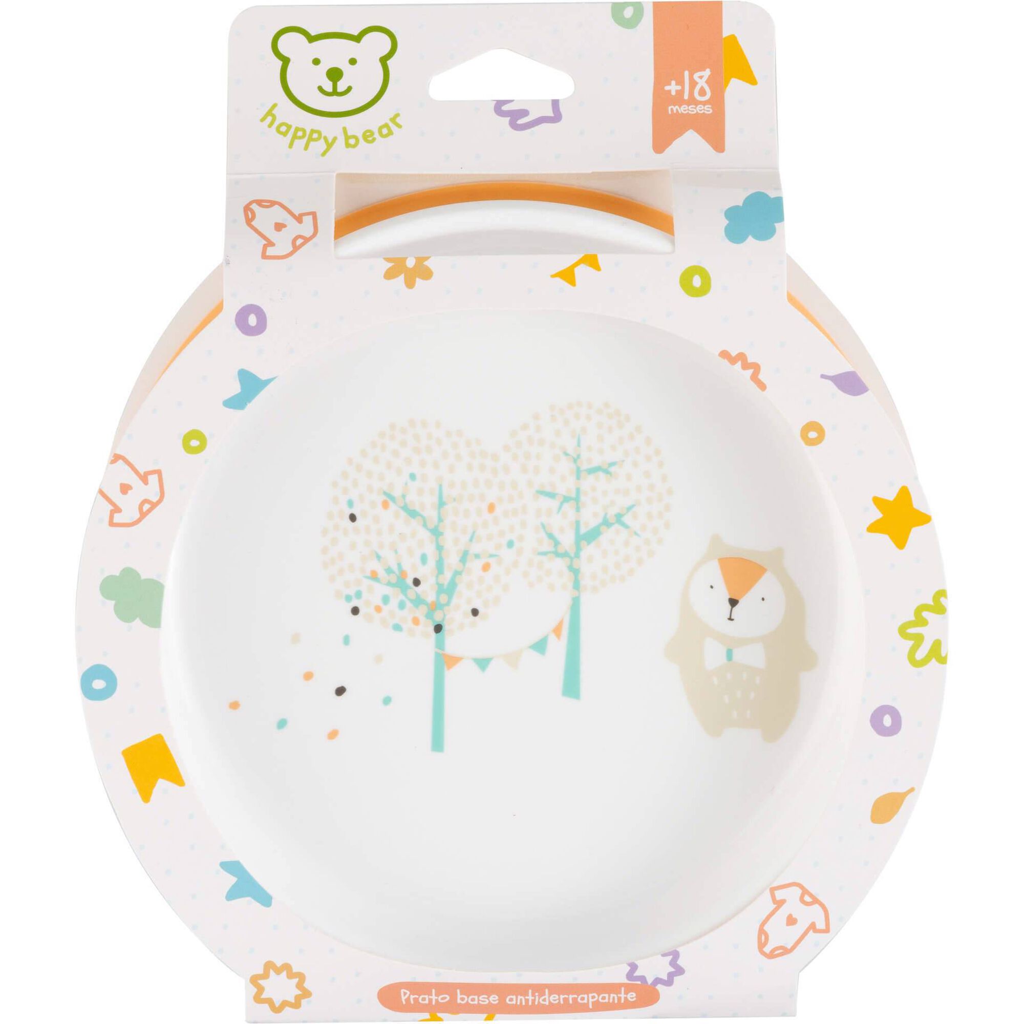 Prato Base Antiderrapante Branco e Laranja