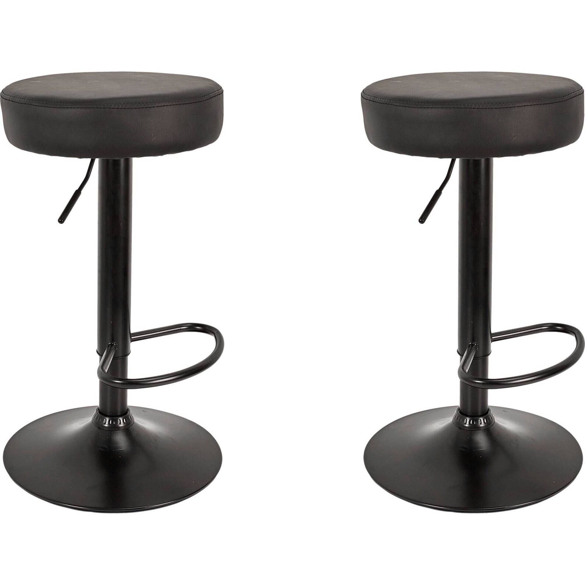 Conjunto de 2 Bancos Altos Estofados Preto Mumford