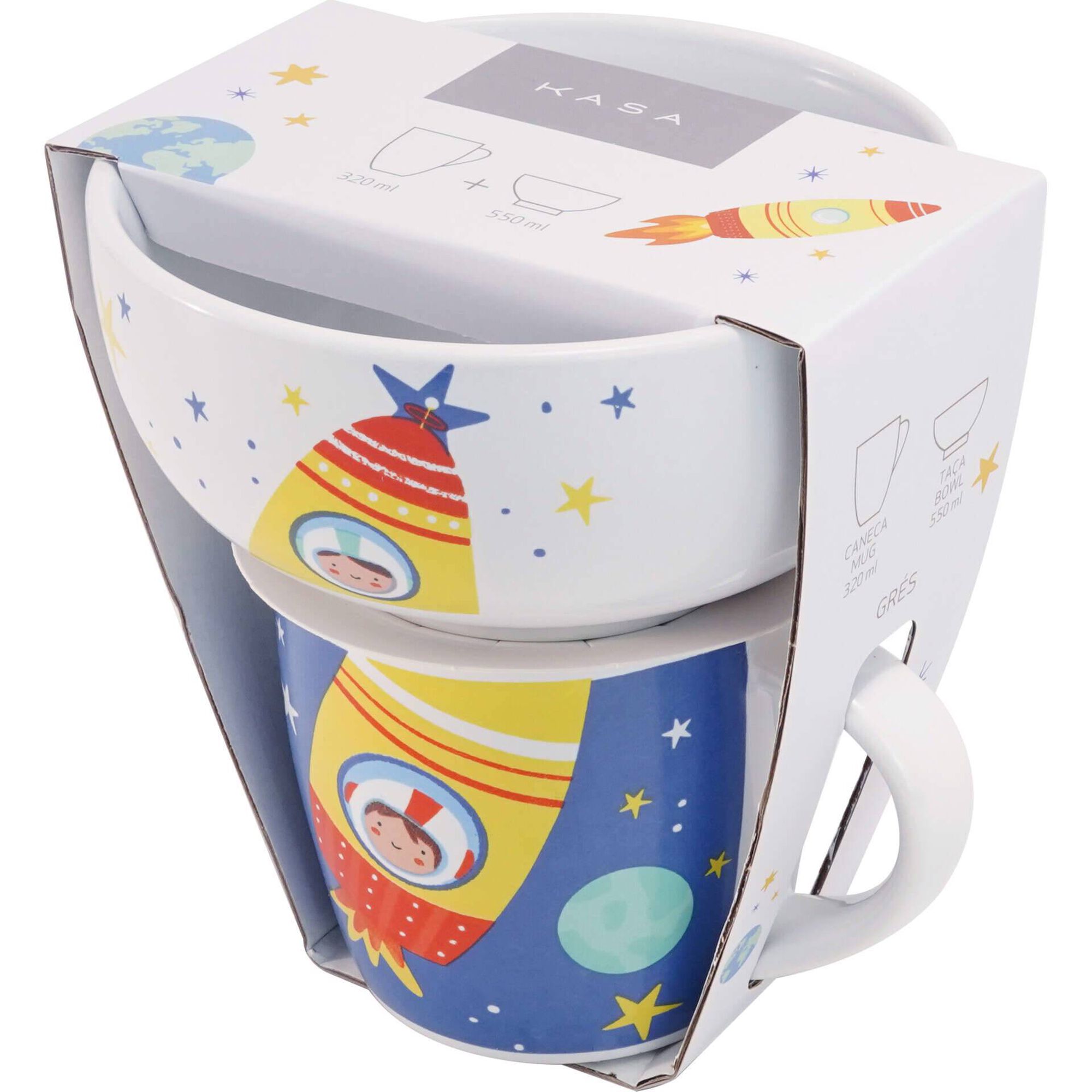 Conjunto Caneca 320ml e Taça 530ml Foguetão Conjunto Caneca 320ml e Taça 530ml Foguetão