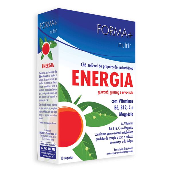 Chá Guaraná, Ginseng e Erva-Mate Energia  Saquetas Forma+