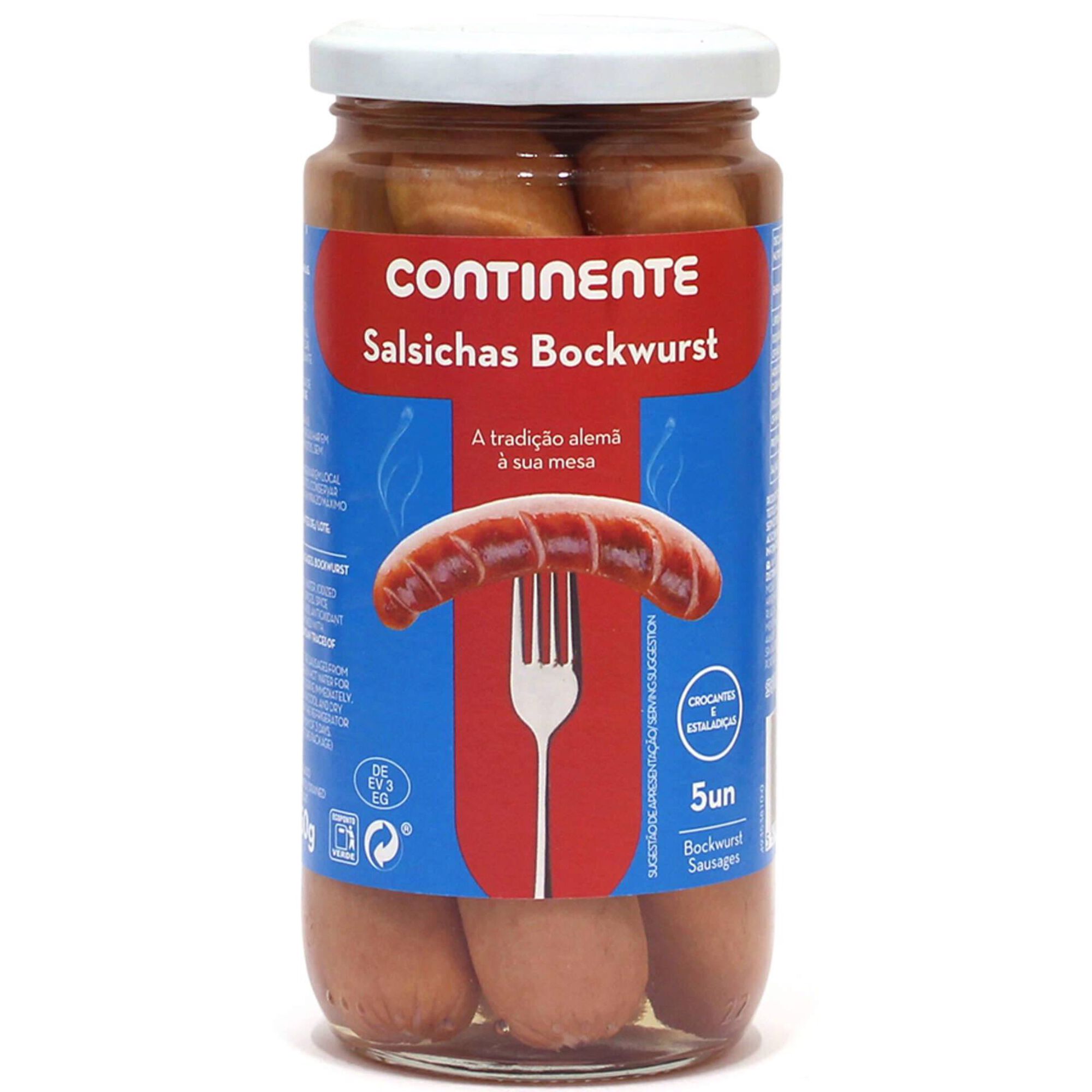 Salsichas Bockwurst Frasco 5 un sem Glúten