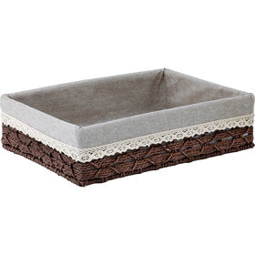 Cesto Baixo com Renda 38x28x10cm Kasa