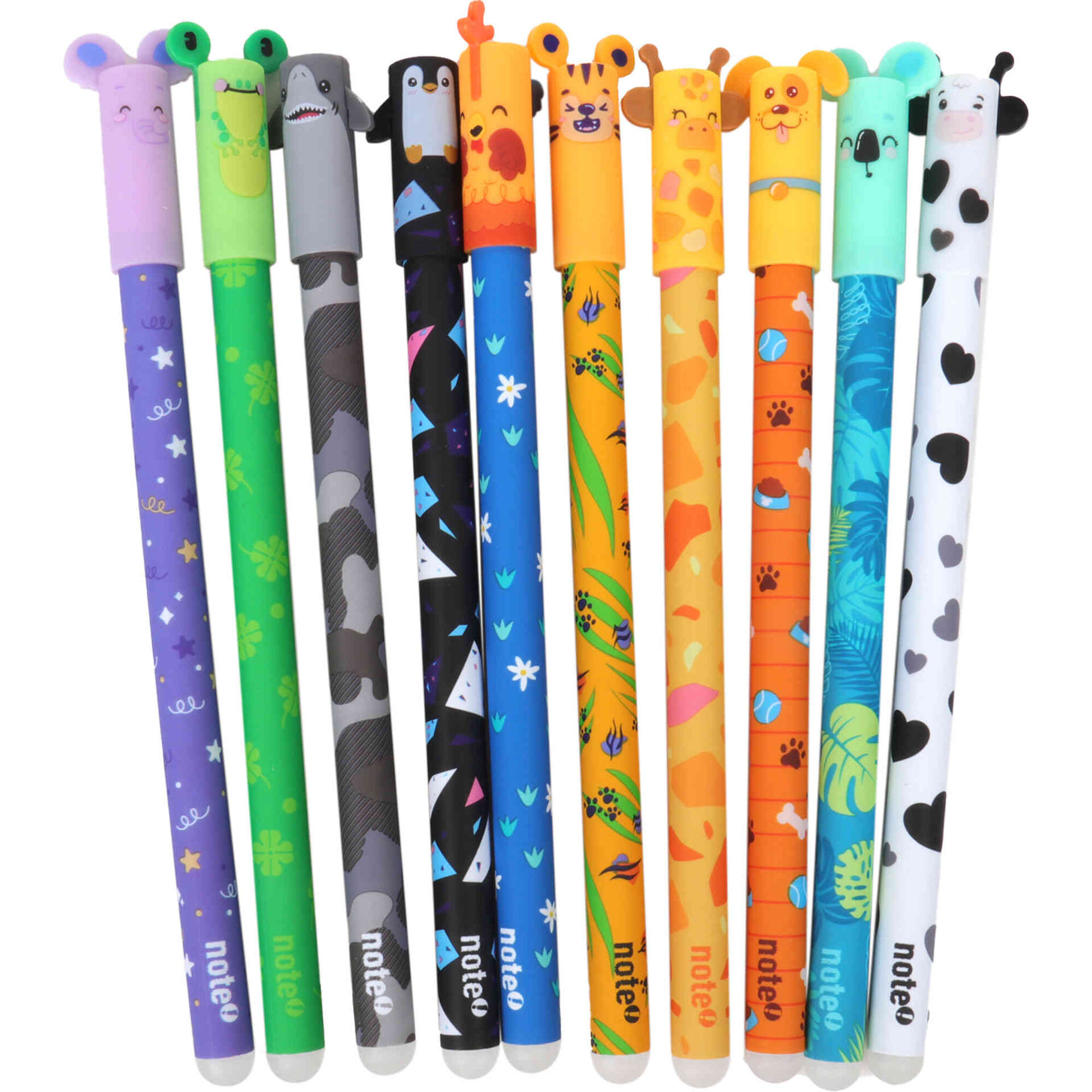 Conjunto 10 Esferogr&aacute;ficas Tinta Apag&aacute;vel Animais Note!
