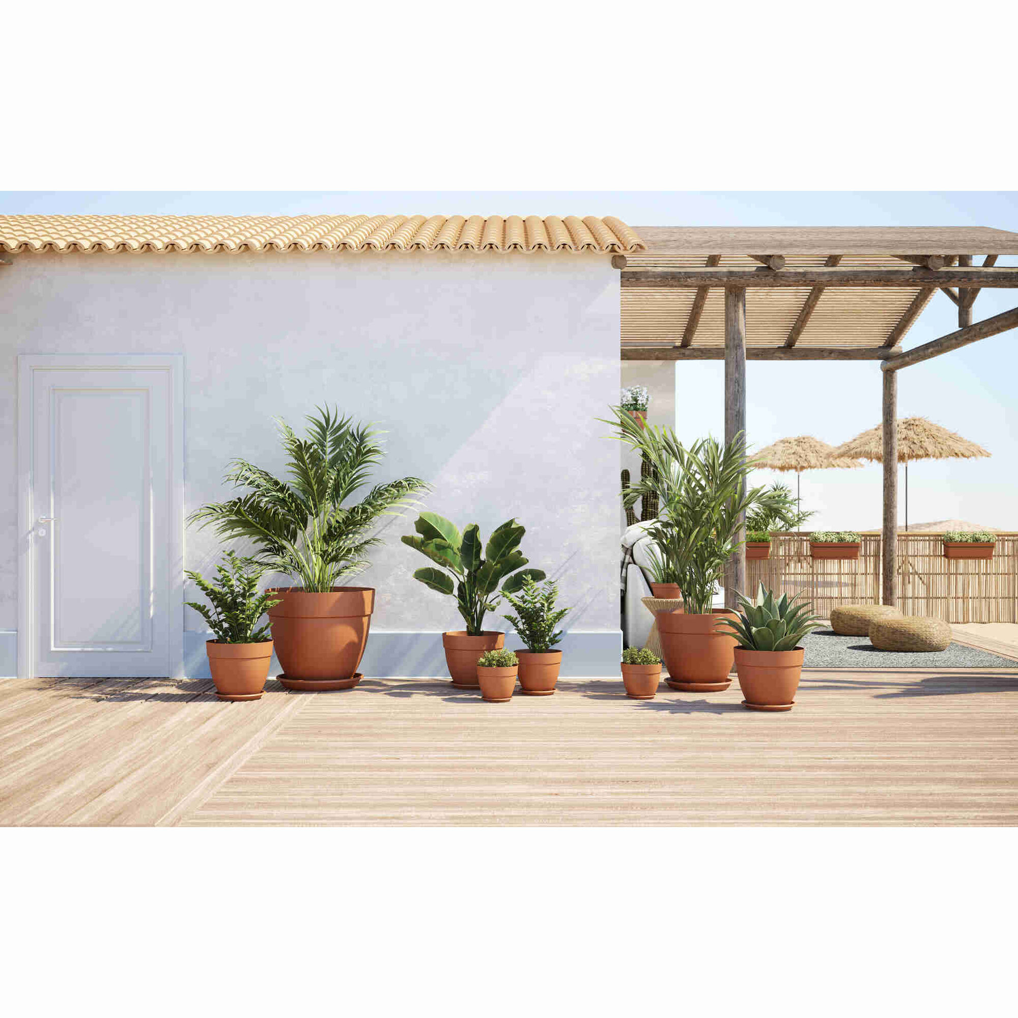 Vaso Redondo Plástico 20cm Branco