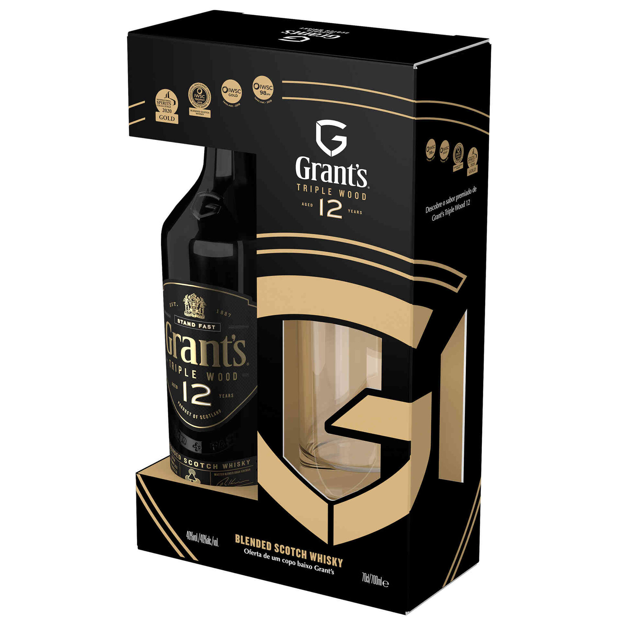 Whisky Scotch Grant's 12 Anos com Copo