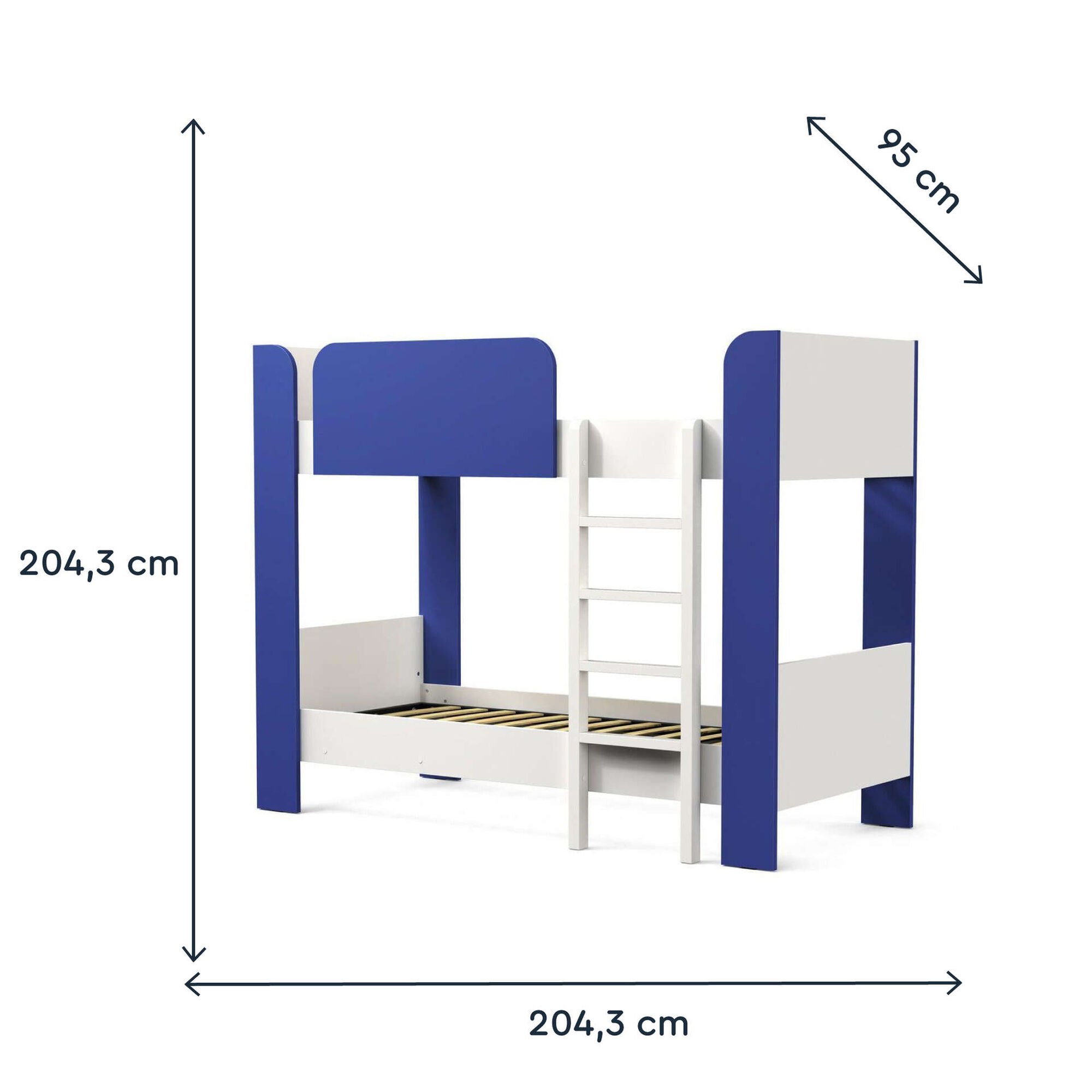 Beliche com Estrados 80x195cm Branco e Azul Play