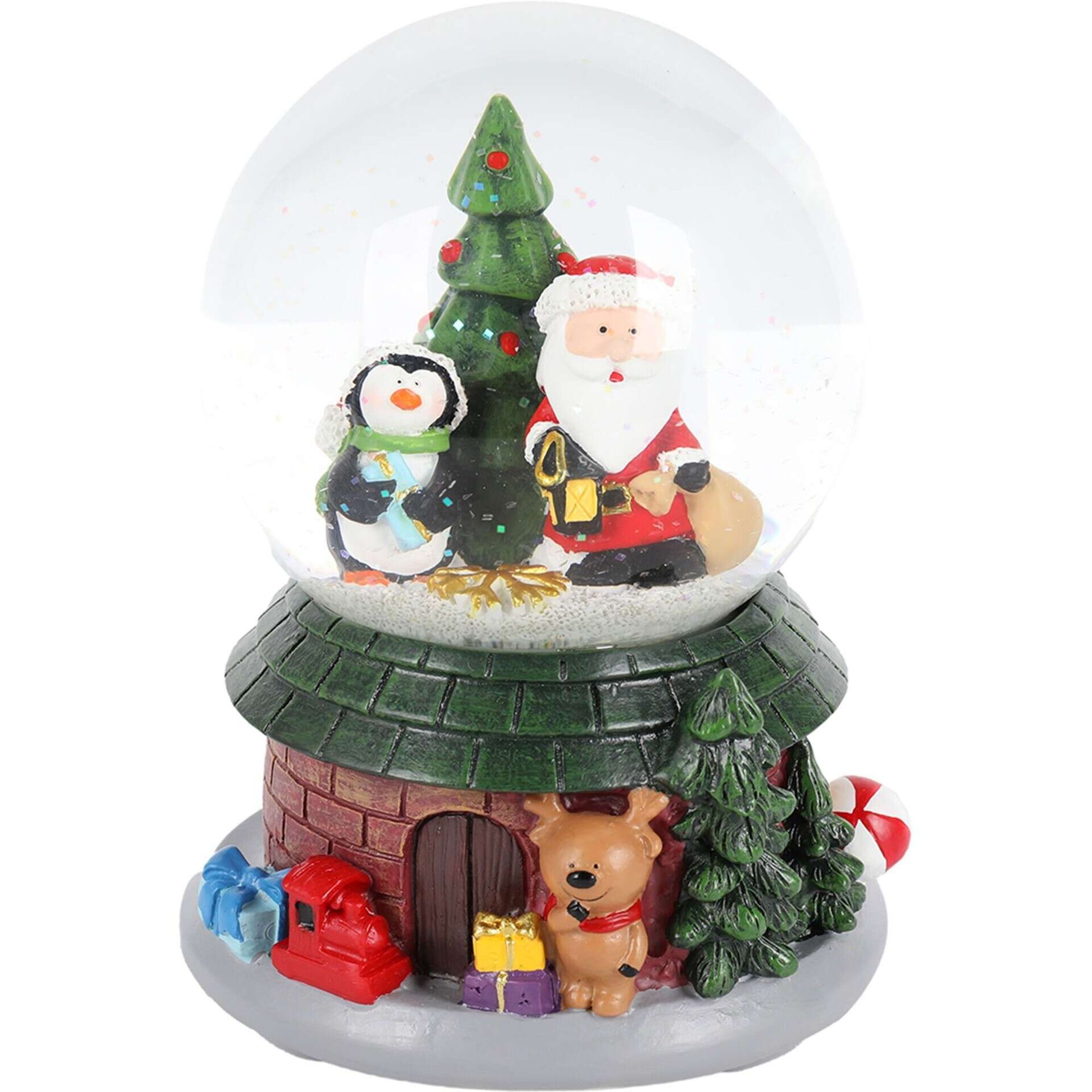 Globo Pai Natal Pinguim 16cm com Música