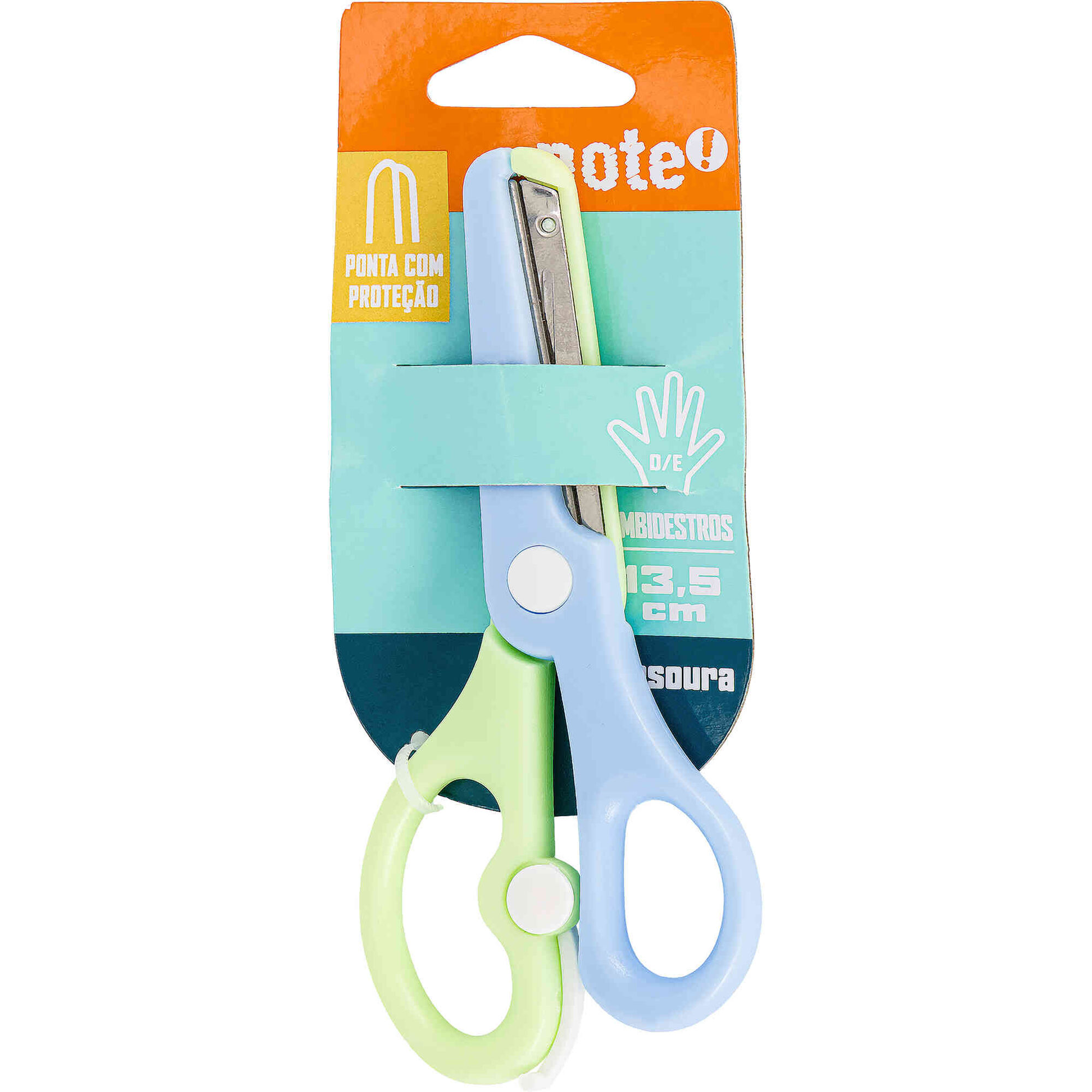 Tesoura com Ponta Prote&ccedil;&atilde;o 13,5cm Ambidestra (v&aacute;rias cores) Note!