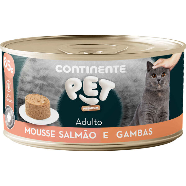 Comida Húmida para Gato Adulto Mousse Salmão e Gambas Continente Pet Premium