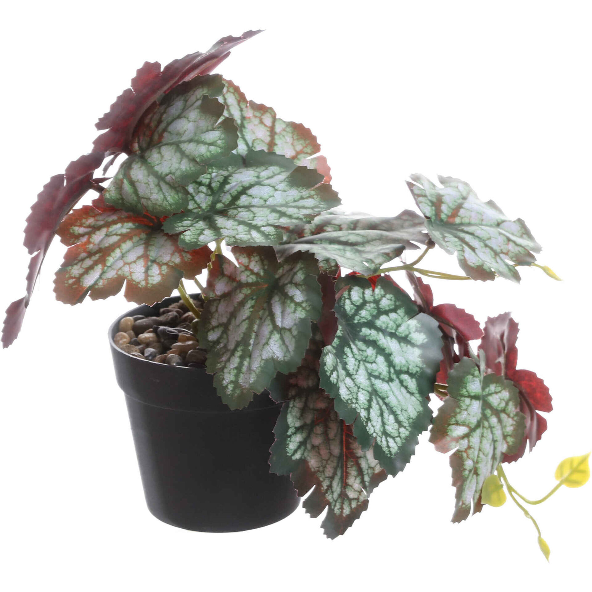 Planta Artificial Folhas Verdes e Brancas Kasa