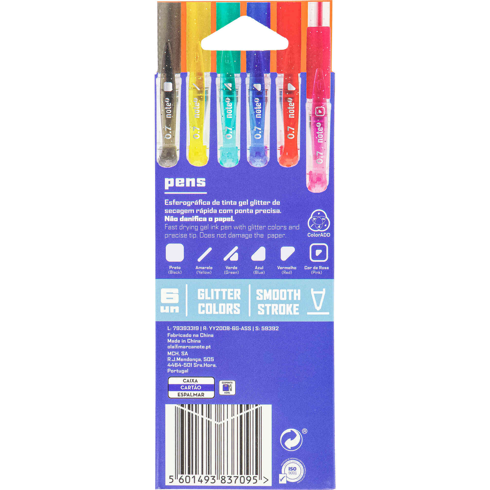 Conjunto 6 Canetas de Tinta Gel Glitter Note!