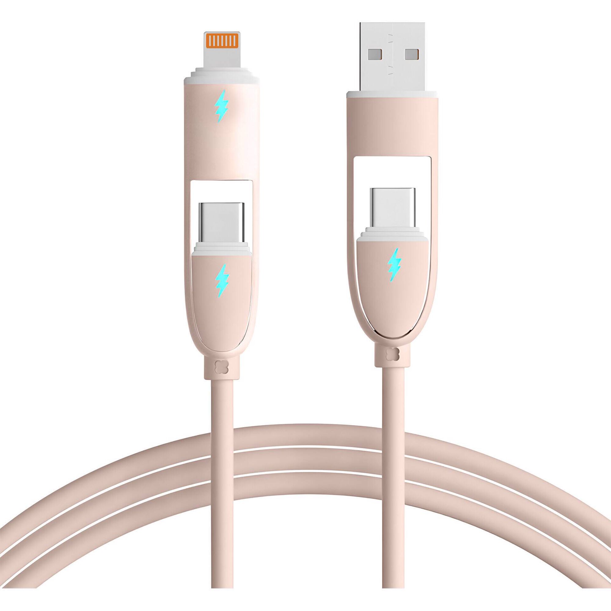 Cabo de Carregamento USB-C Fusion Rosa Bazar&atilde;o